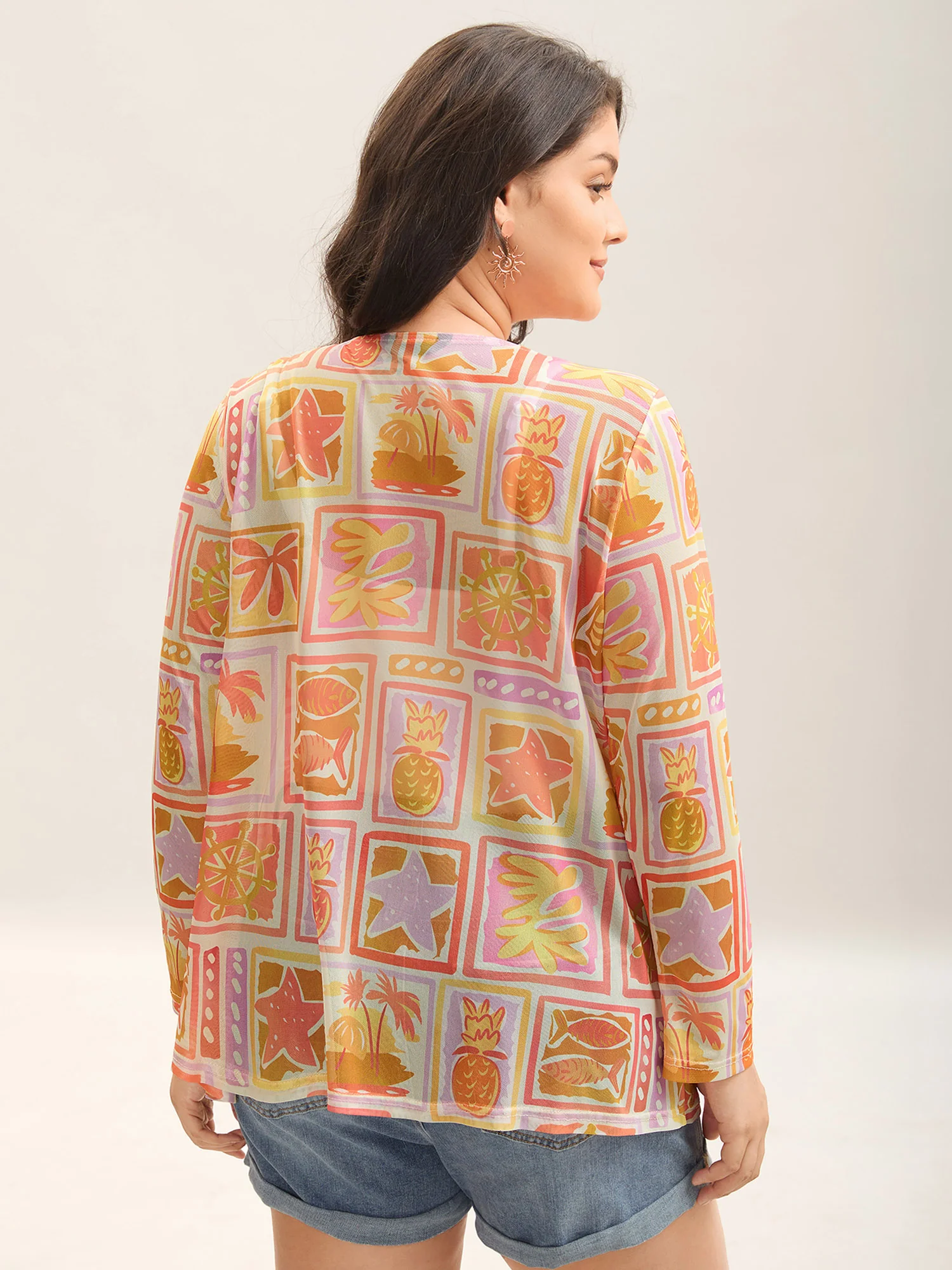 Island Ready Print Mesh Tassels Kimono - Image 5
