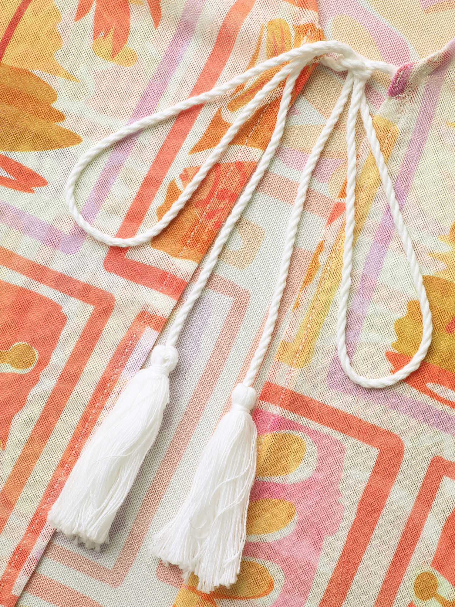Island Ready Print Mesh Tassels Kimono - Image 7