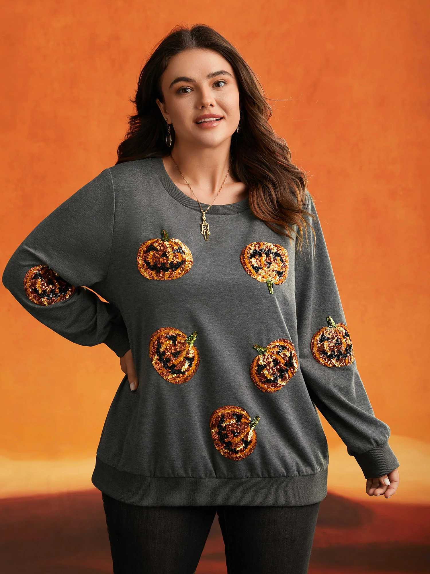 Jack-O-Lantern Sequin Sweatshirt