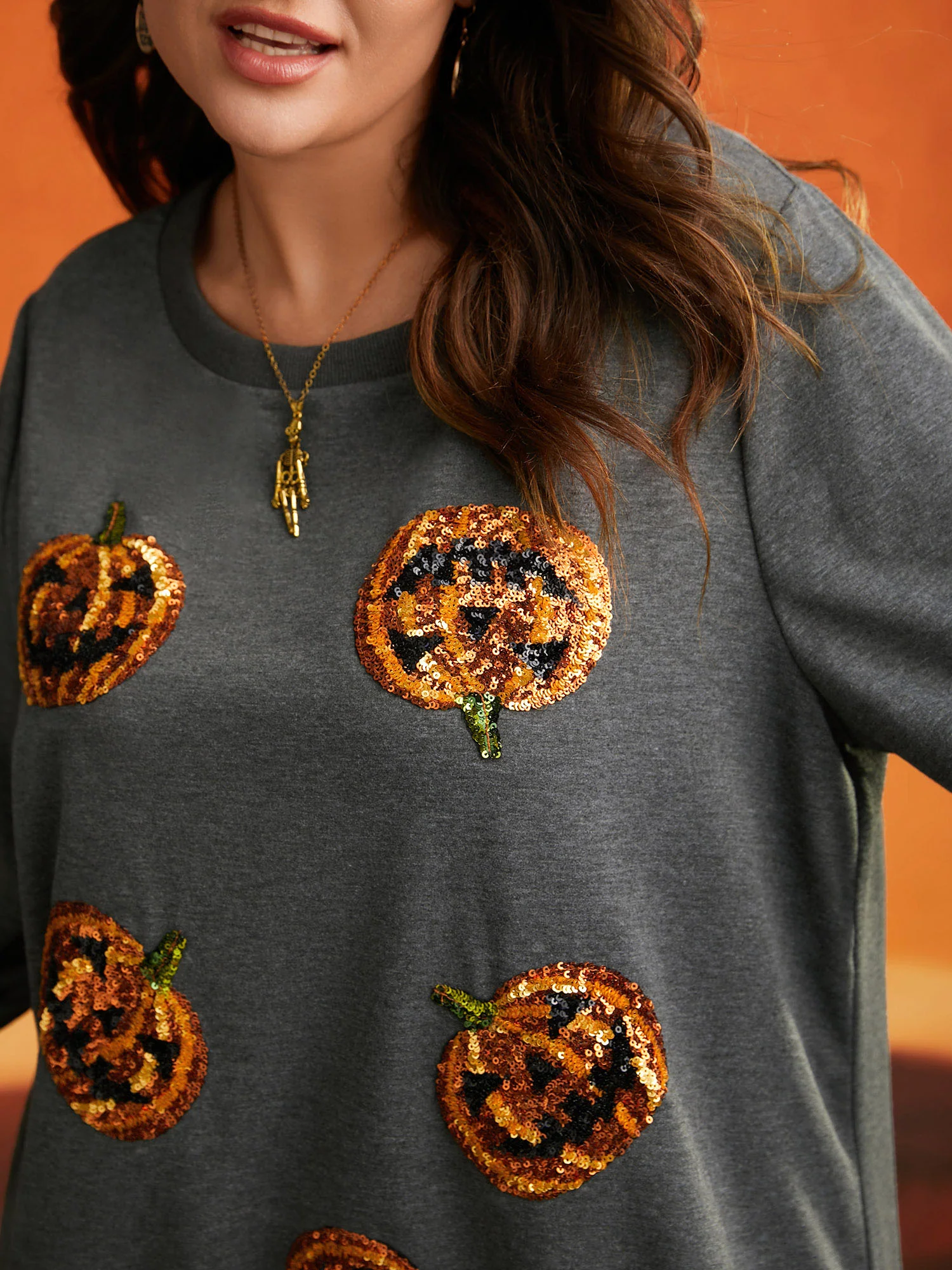 Jack-O-Lantern Sequin Sweatshirt - Image 2