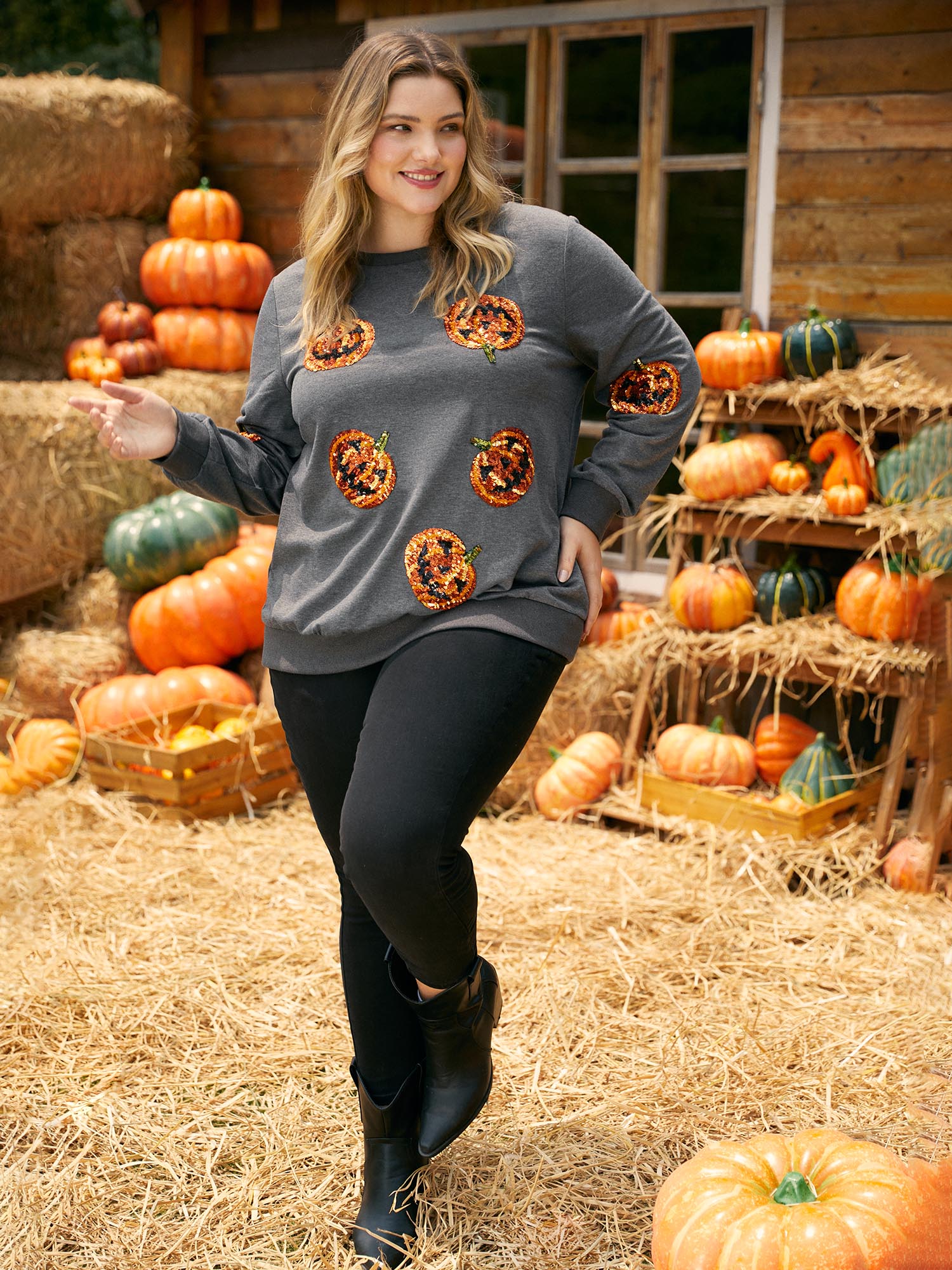 Jack-O-Lantern Sequin Sweatshirt - Image 5