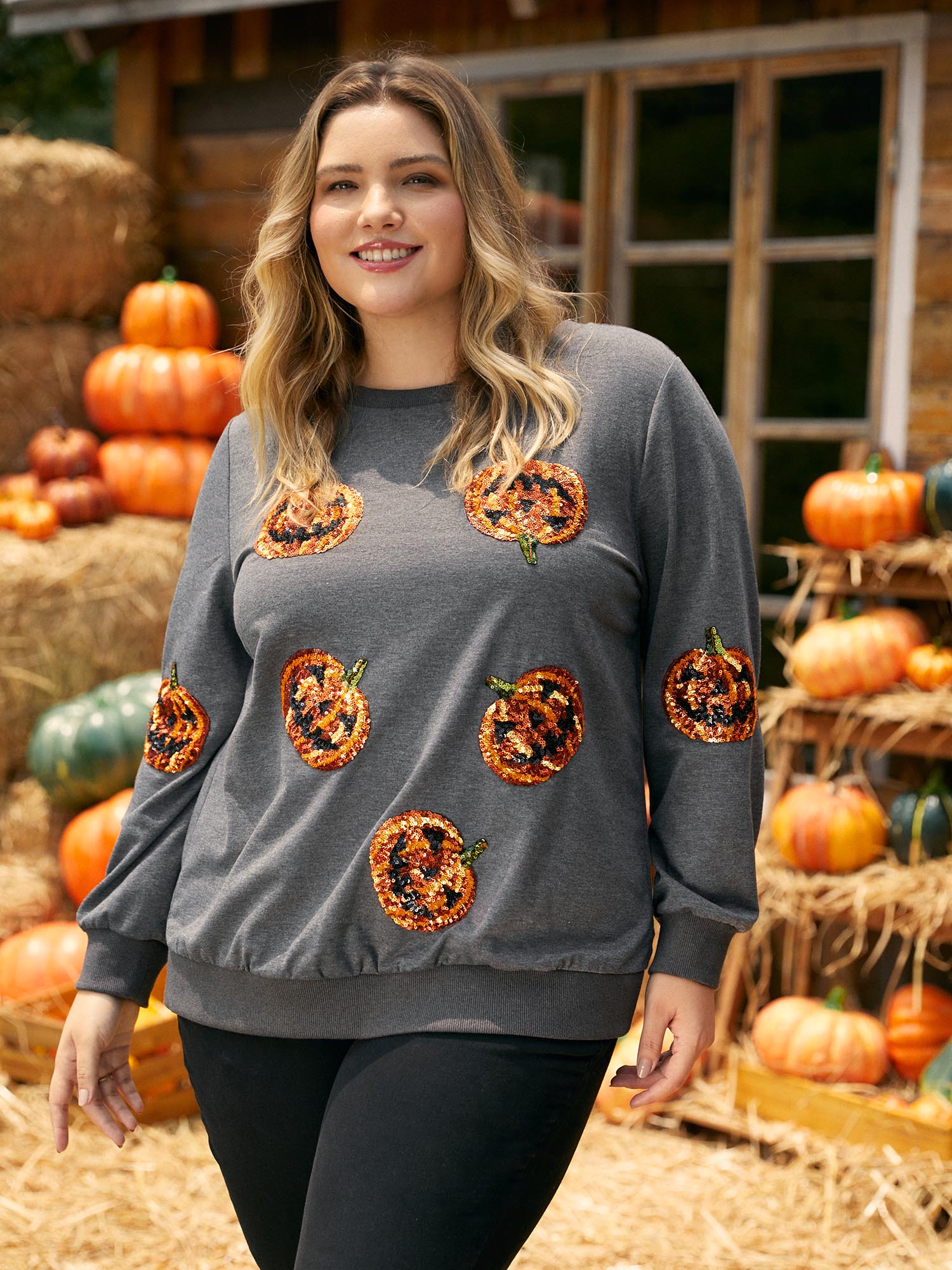 Jack-O-Lantern Sequin Sweatshirt - Image 6