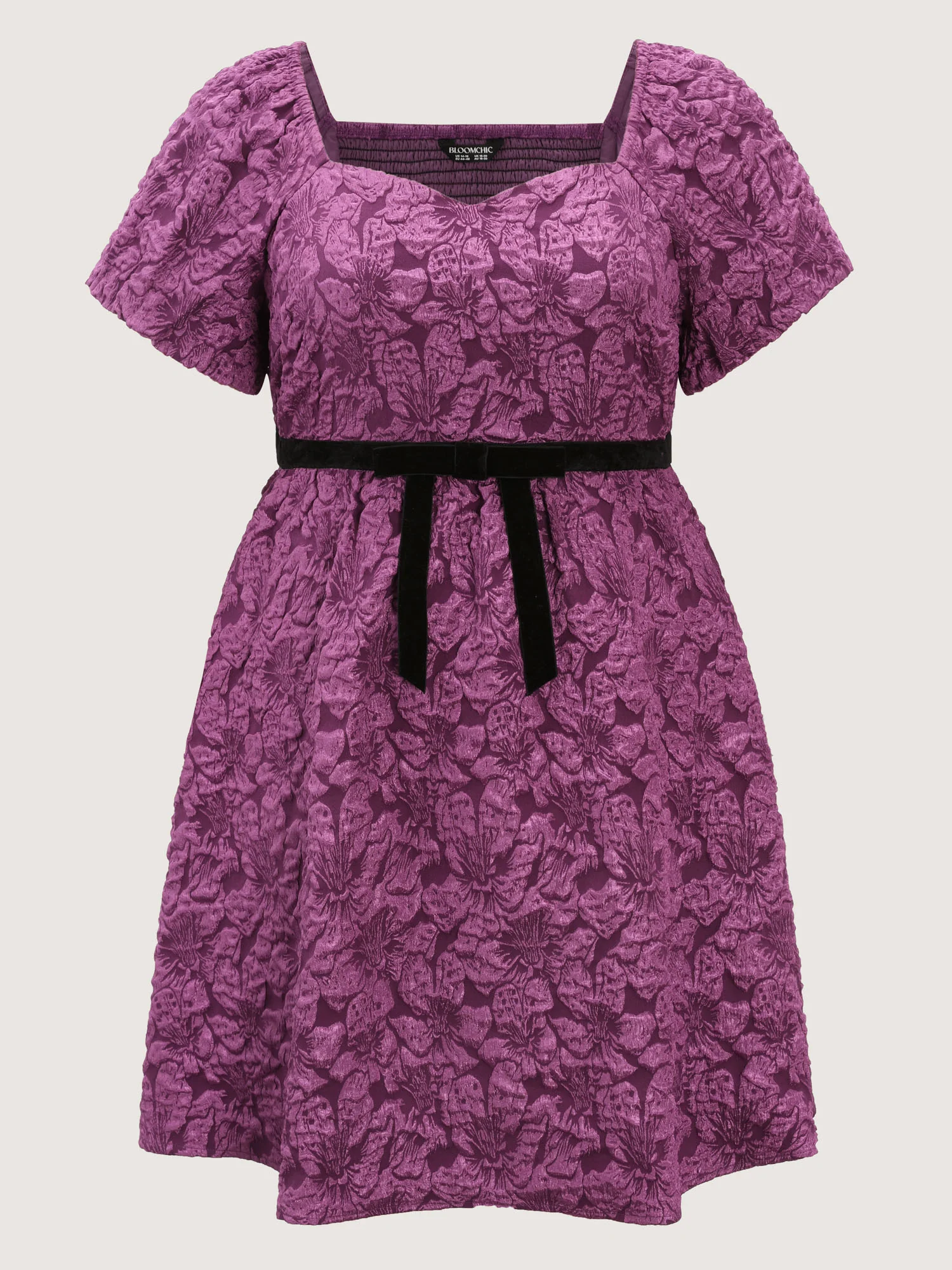 Jacquard Bow-Tie Shirred Mini Dress - Image 8