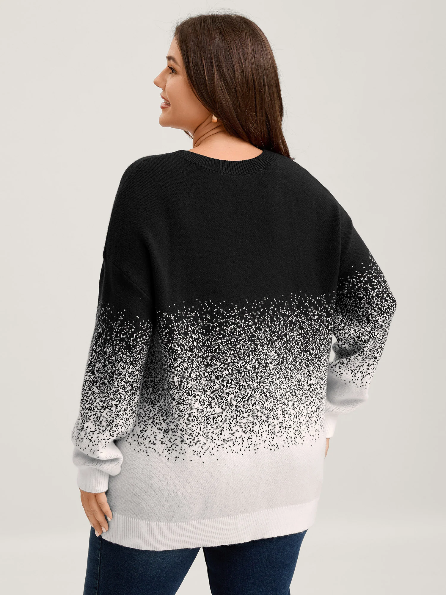 Jacquard Color Blend Ribbed Hem Pullover - Image 18