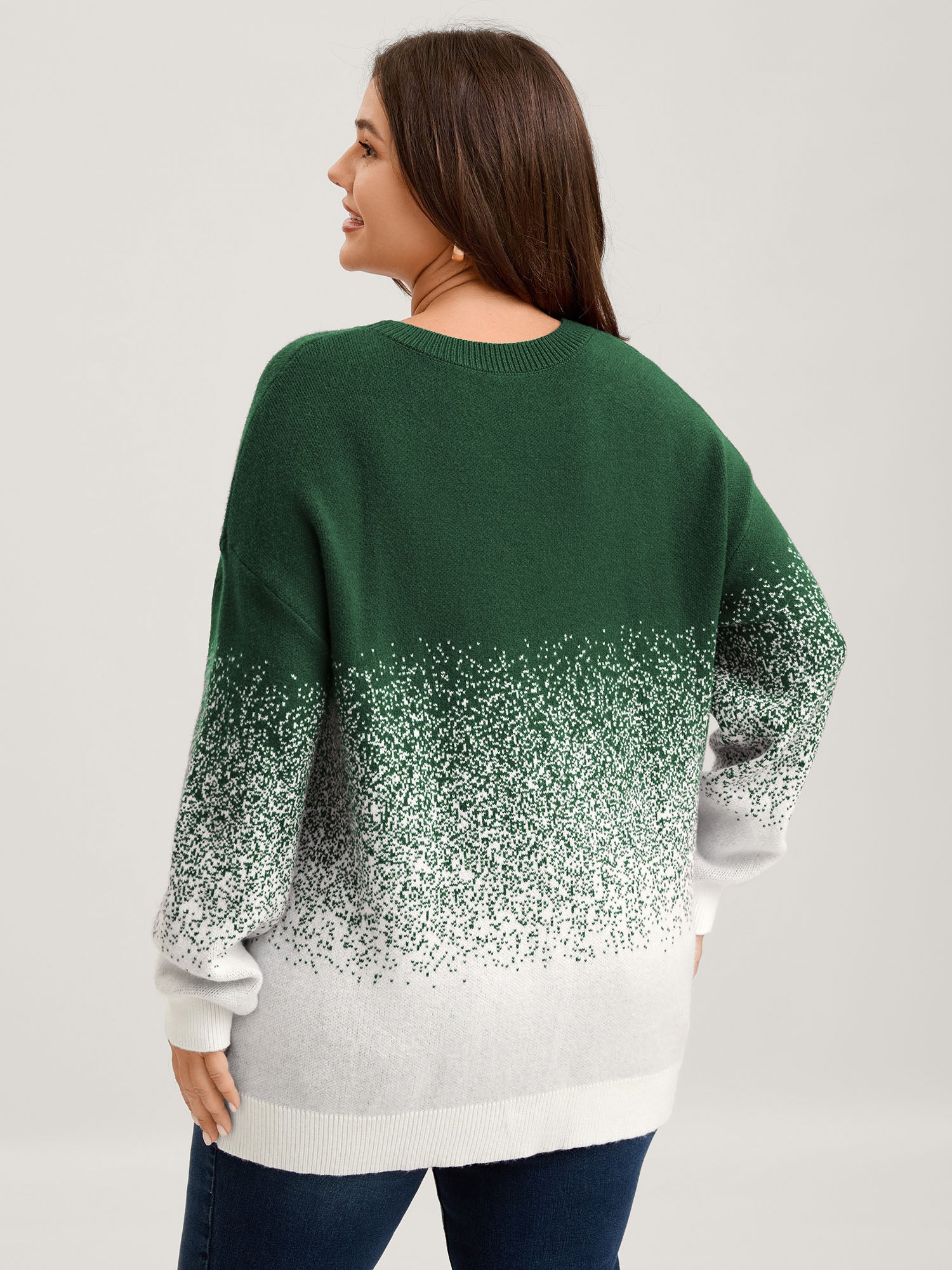Jacquard Color Blend Ribbed Hem Pullover - Image 23
