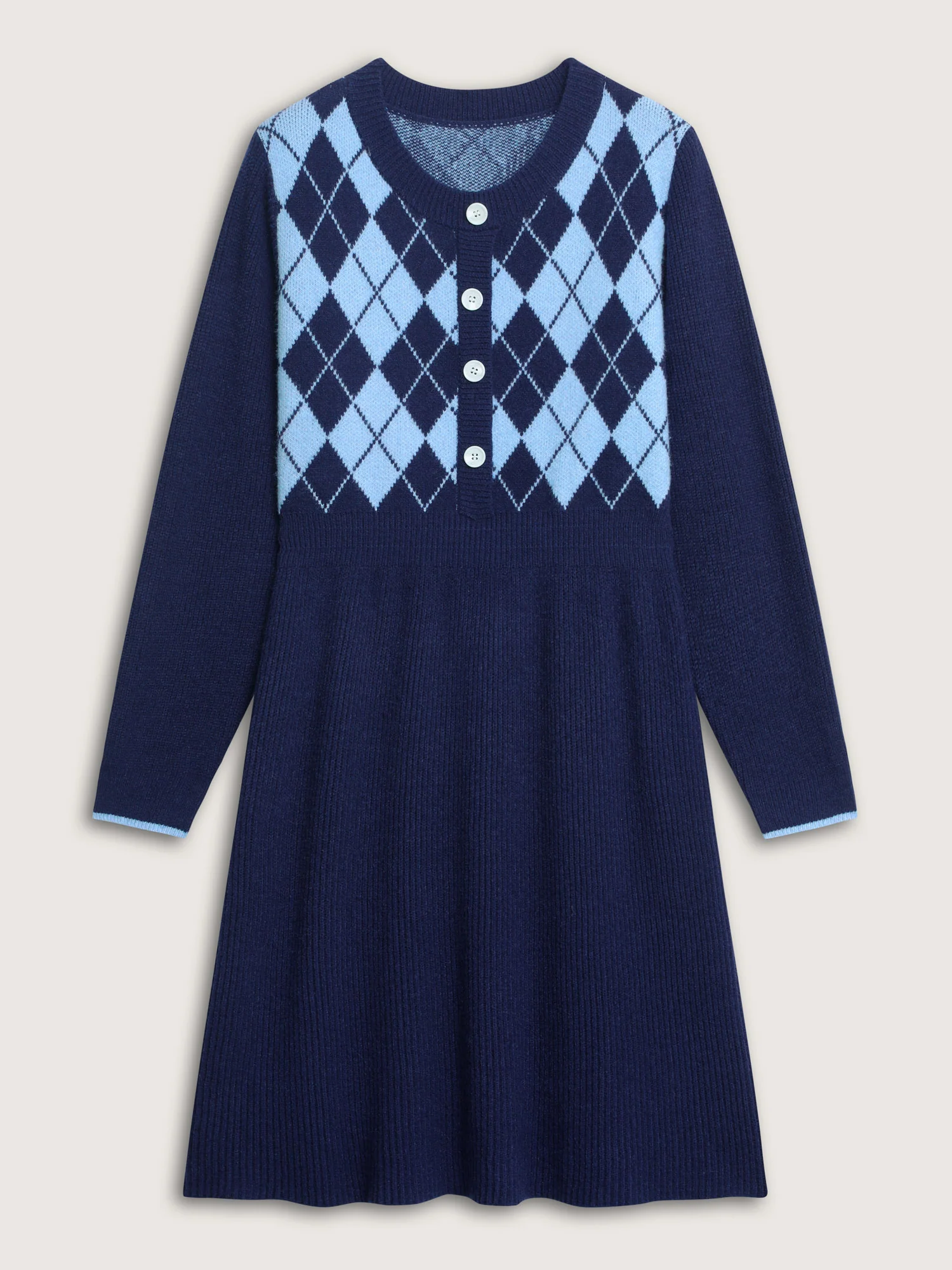 Jacquard Diamond Pattern Midi Sweater Dress - Image 8