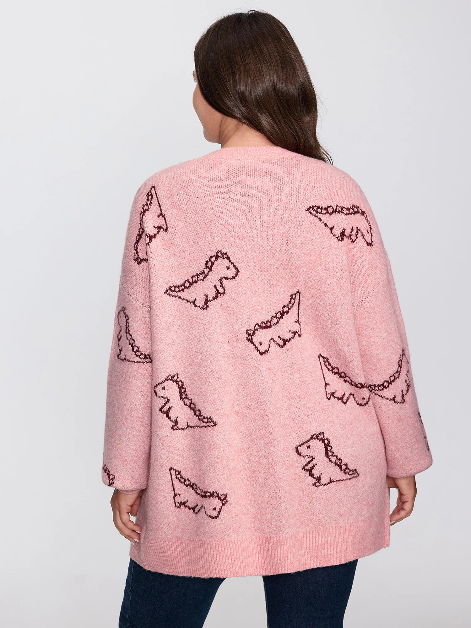 Jacquard Dinosaur Print Knit Cardigan - Image 10