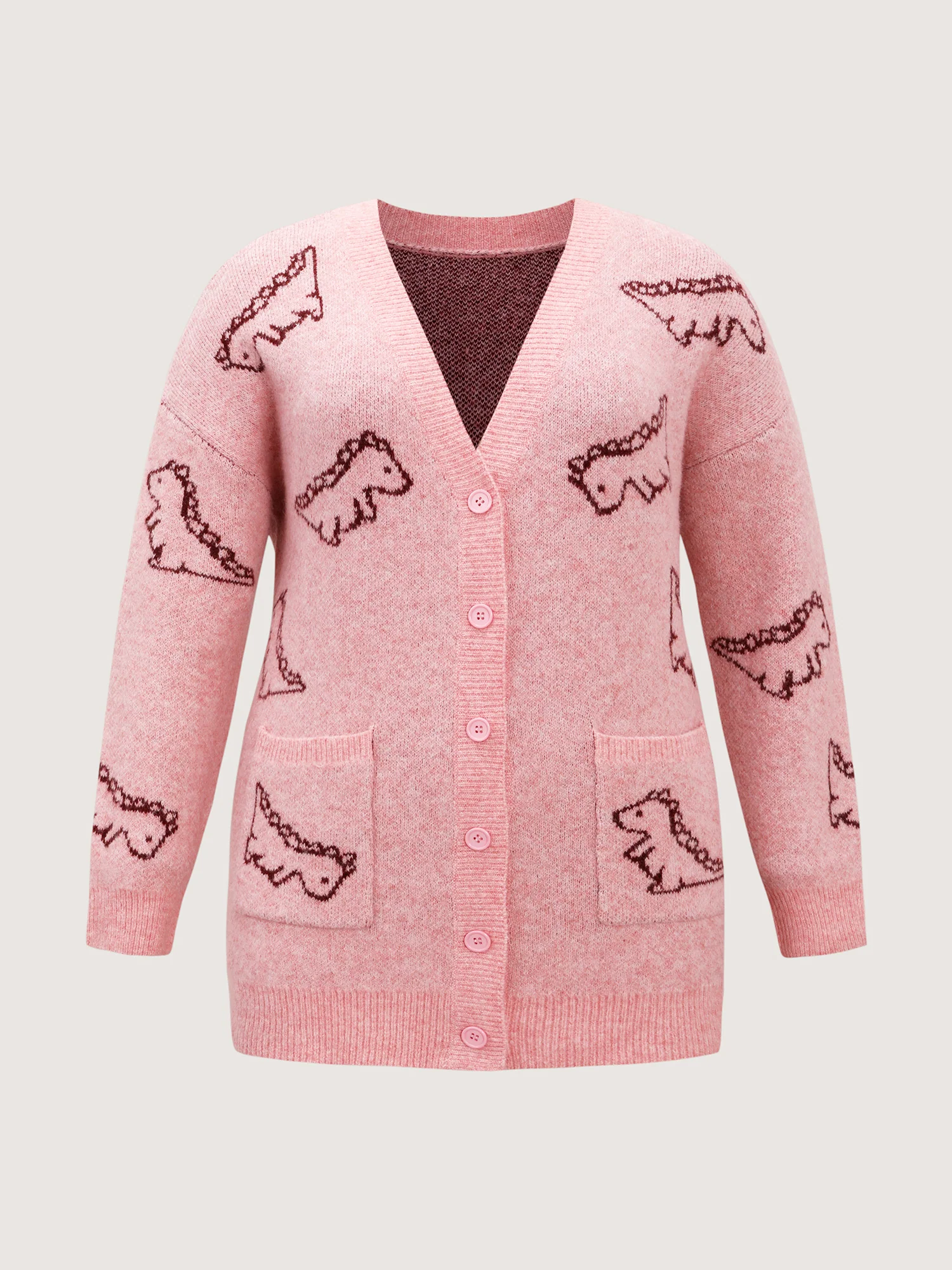 Jacquard Dinosaur Print Knit Cardigan - Image 13