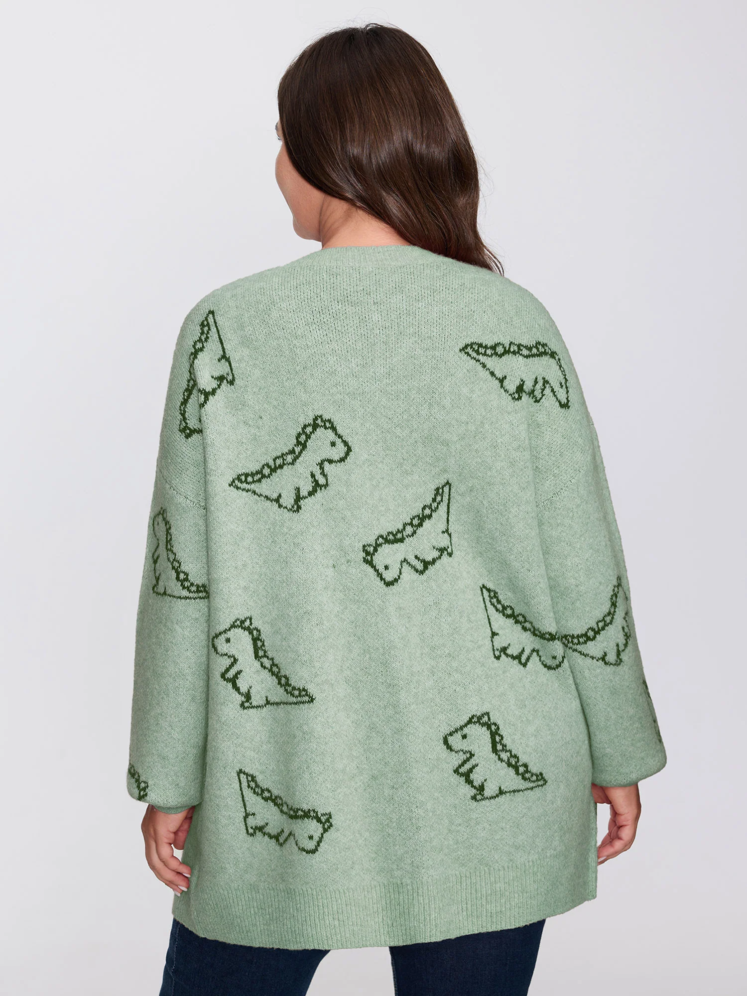 Jacquard Dinosaur Print Knit Cardigan - Image 5