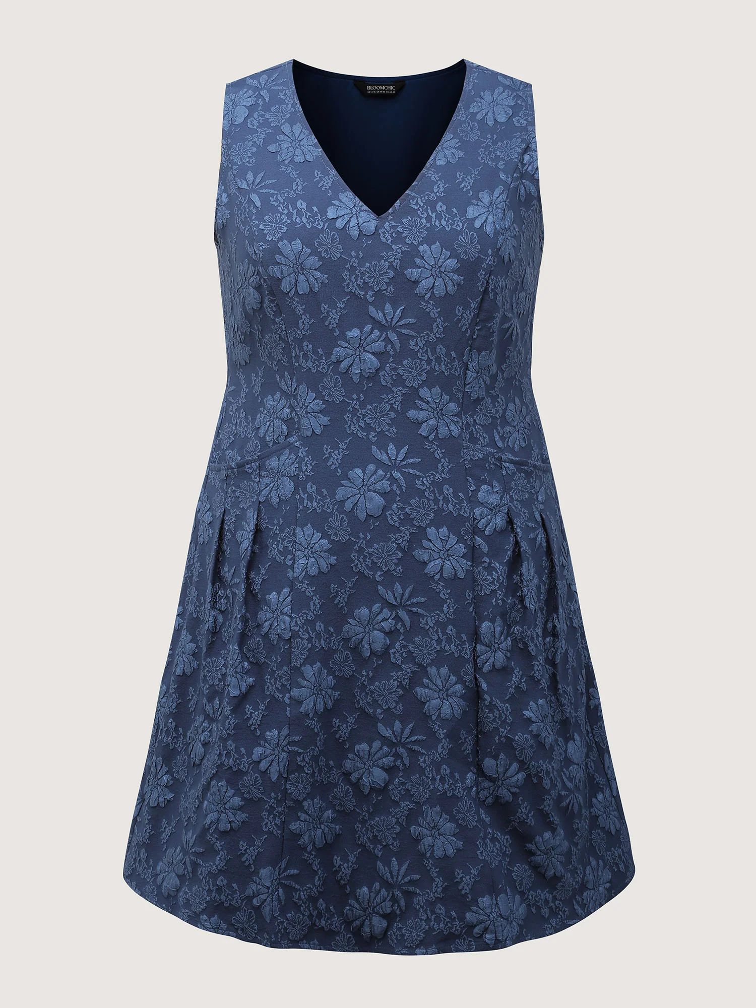 Jacquard Elastic Waist Pockets Knee-Length Dress - Image 7