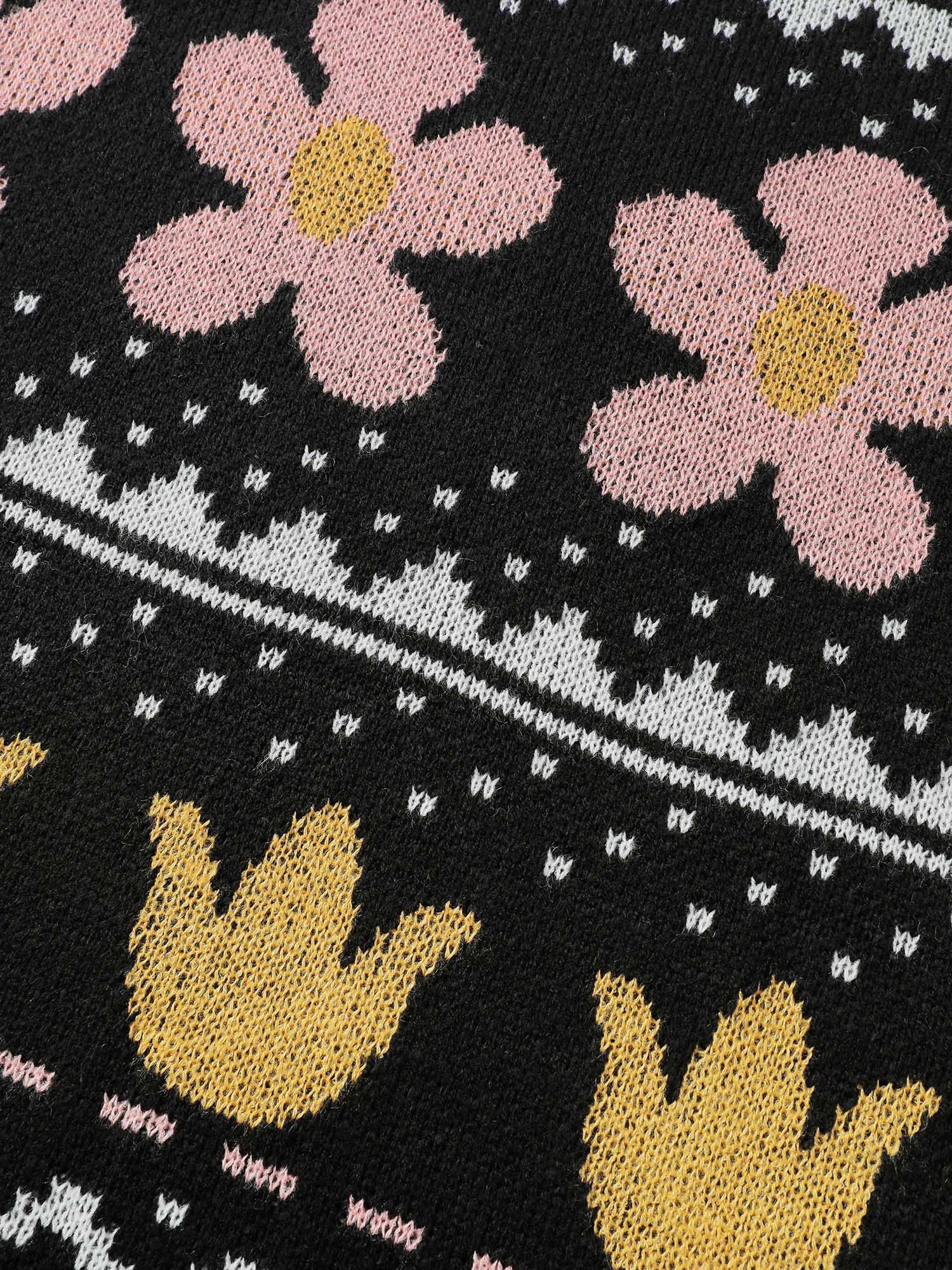 Jacquard Floral Garden Pattern Pullover - Image 5