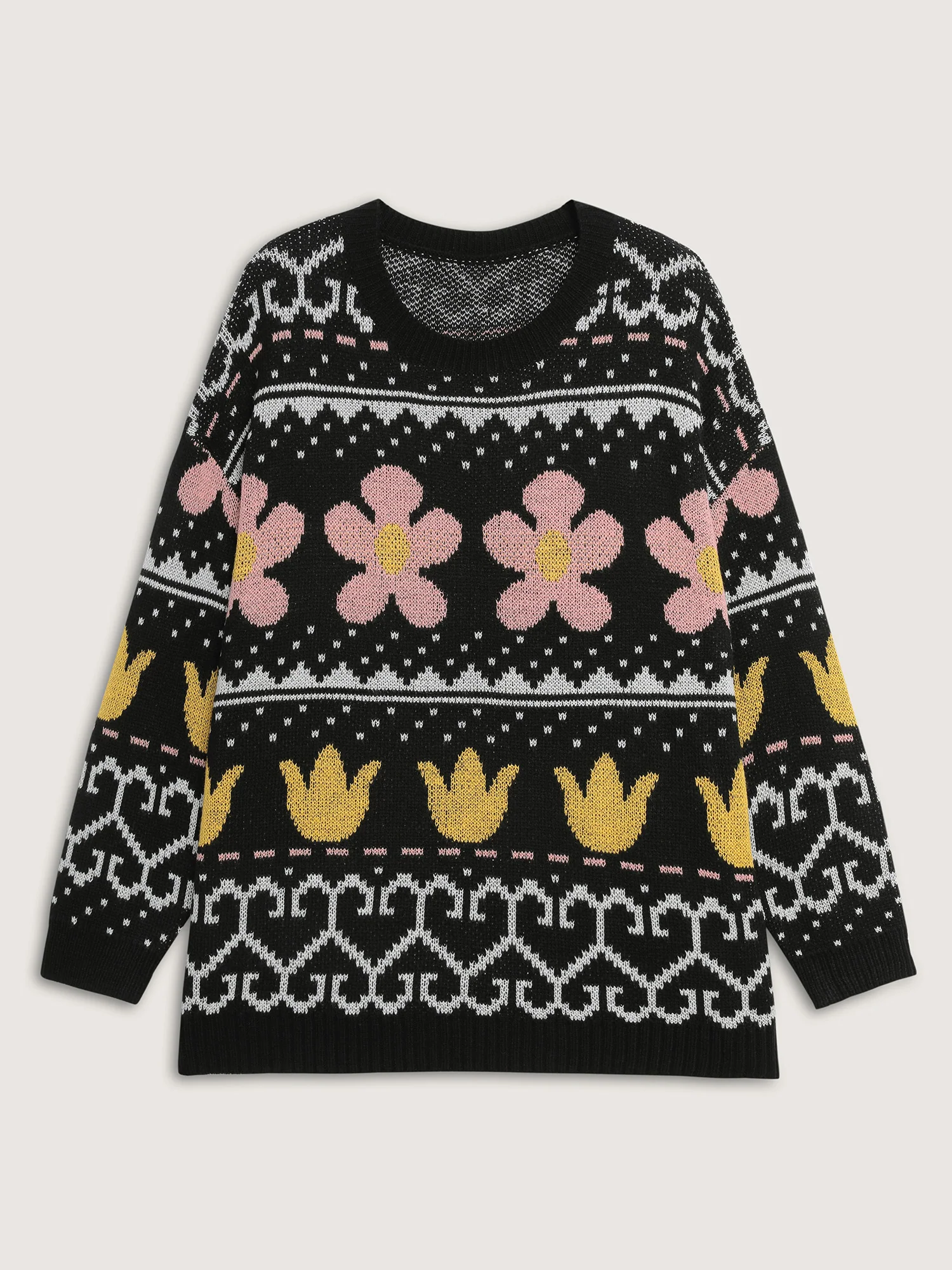 Jacquard Floral Garden Pattern Pullover - Image 7