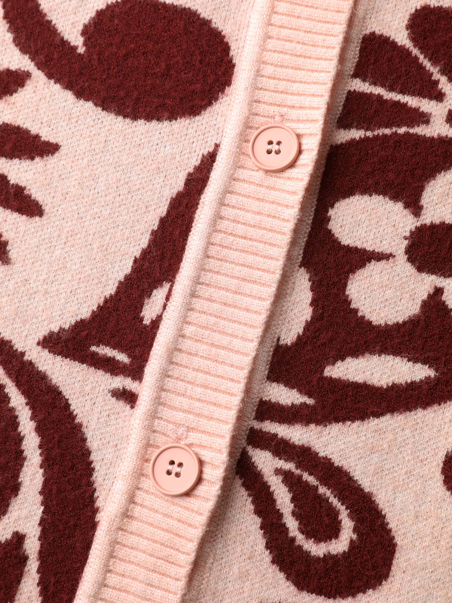 Jacquard Floral Print Button Knit Cardigan - Image 7