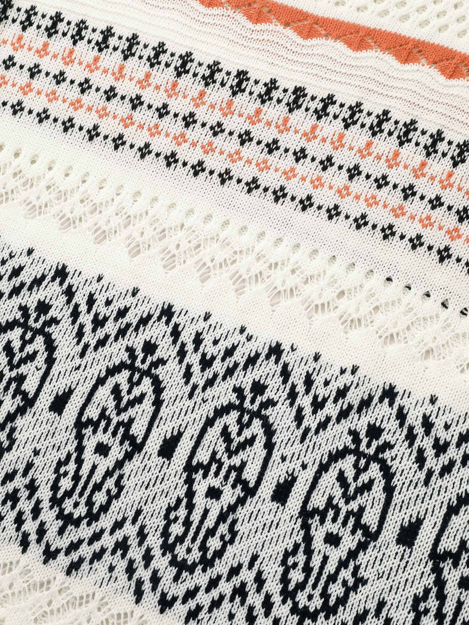 Jacquard Hollow Out Drop Shoulder Pullover - Image 5