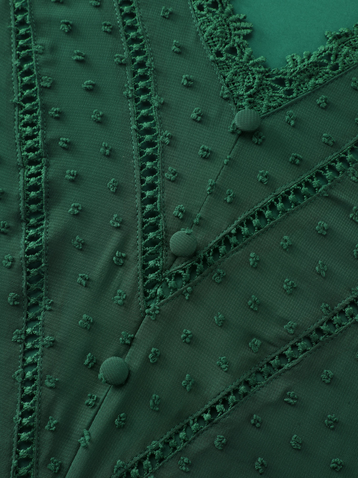 Jacquard Lace Trim V-Neck Blouse - Image 6