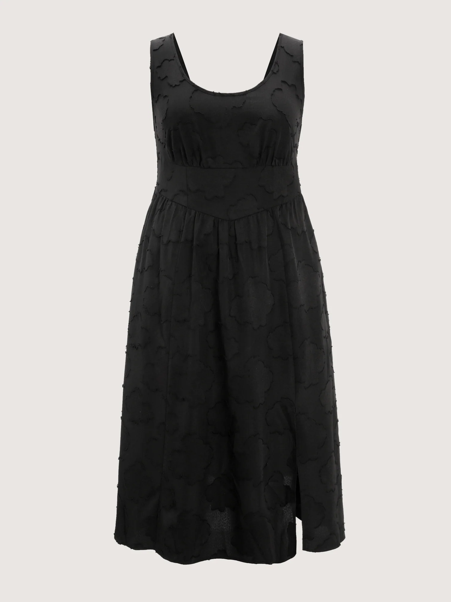 Jacquard Pockets Slit Shirred Back Midi Dress - Image 7