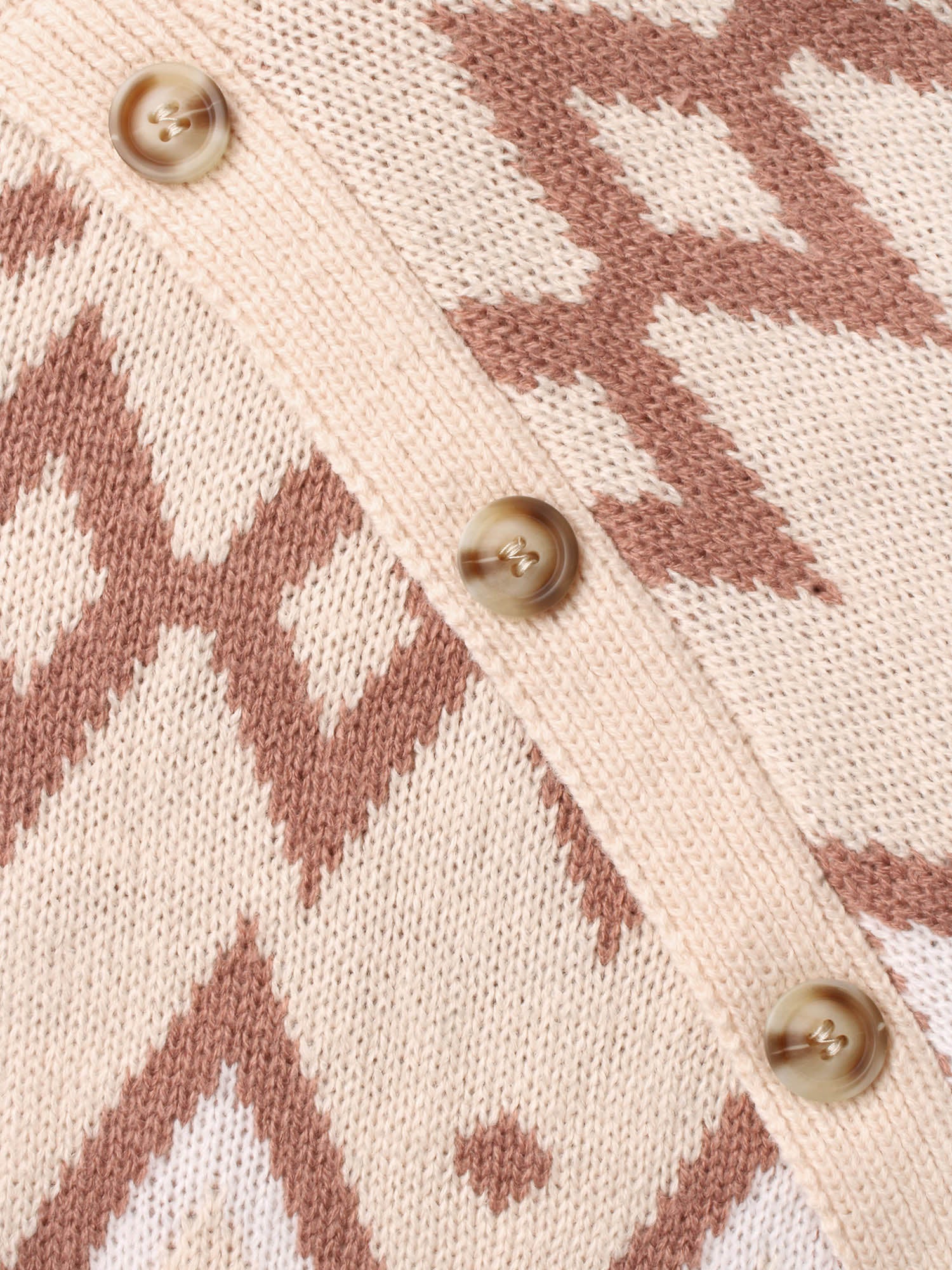 Jacquard Print Button Round Neck Pullover - Image 6