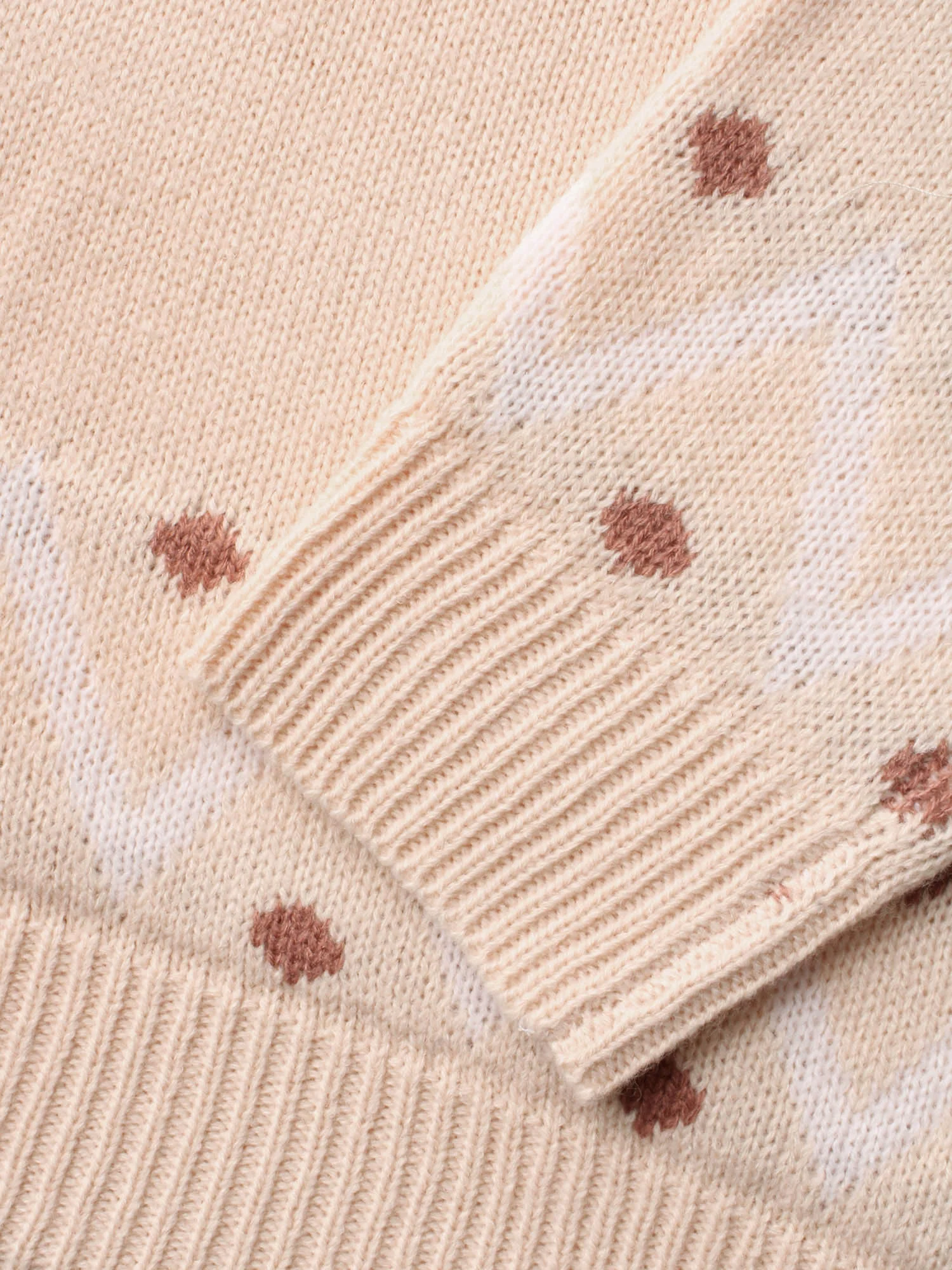 Jacquard Print Button Round Neck Pullover - Image 7