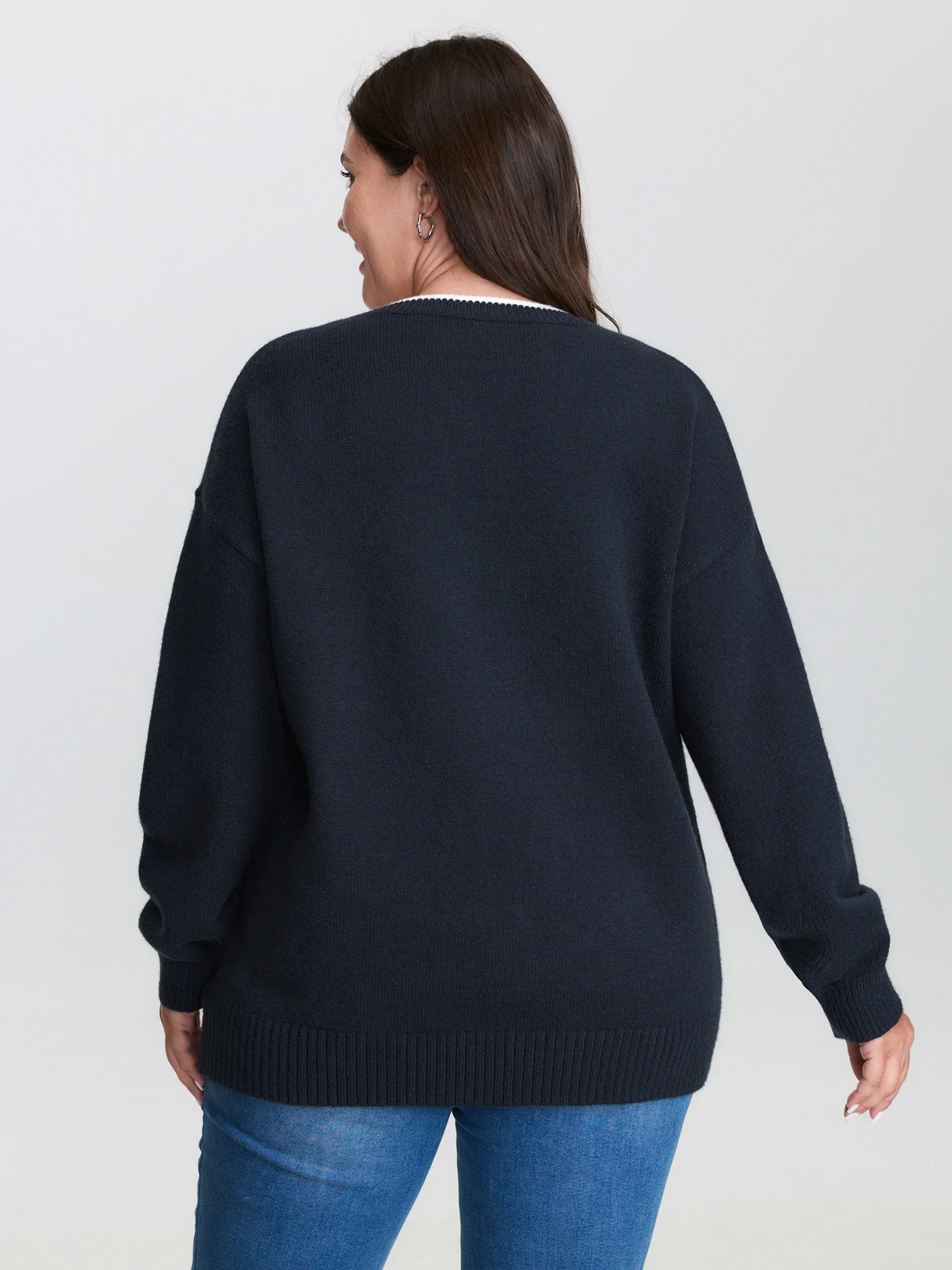 Jacquard Sail Pattern Color Contrast Pullover - Image 4