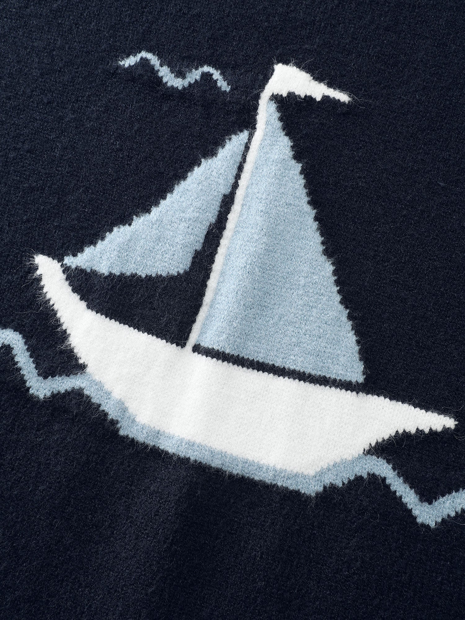 Jacquard Sail Pattern Color Contrast Pullover - Image 5
