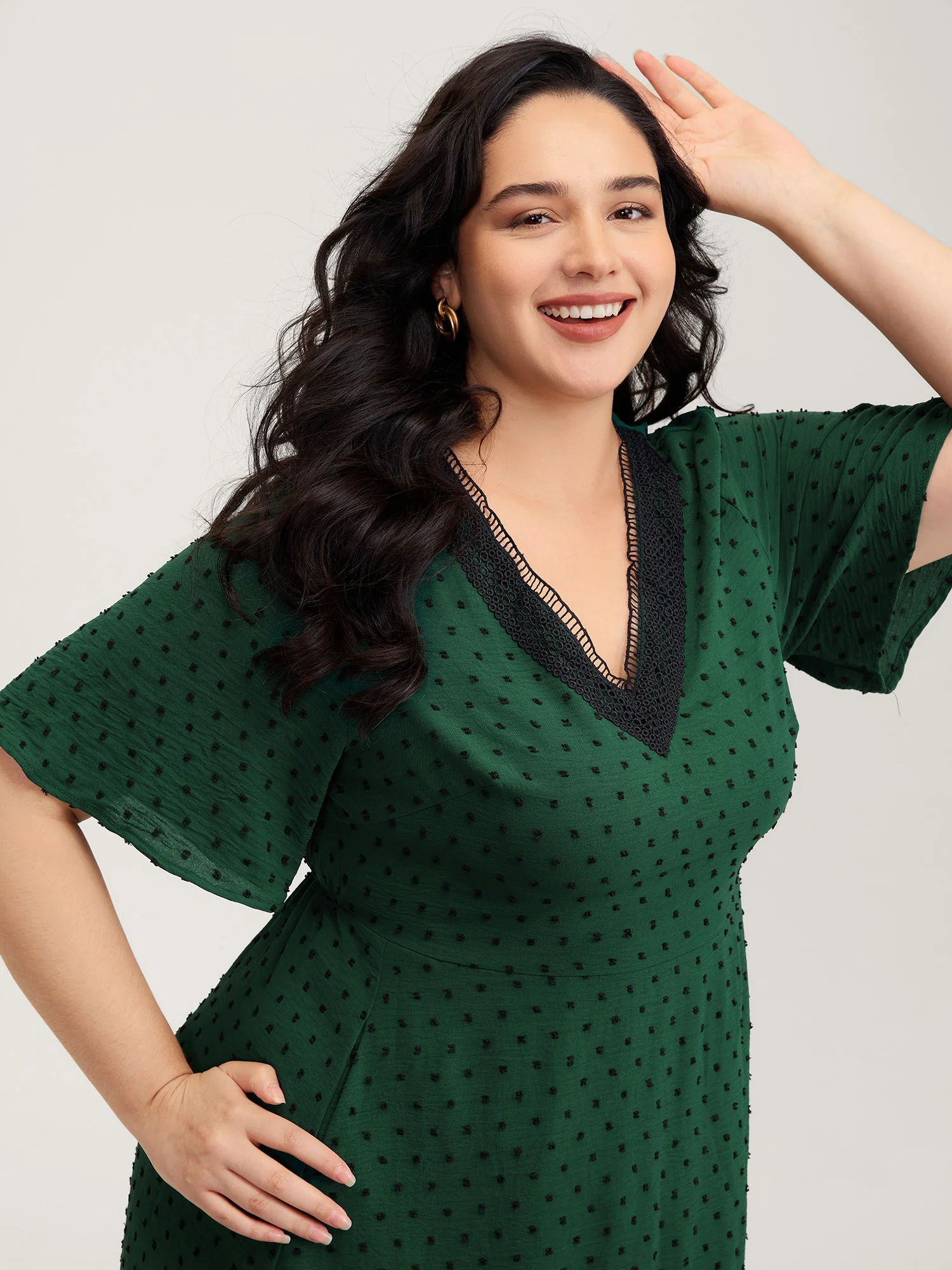 Jacquard Stretchy Waist Tiered Midi Dress - Image 2