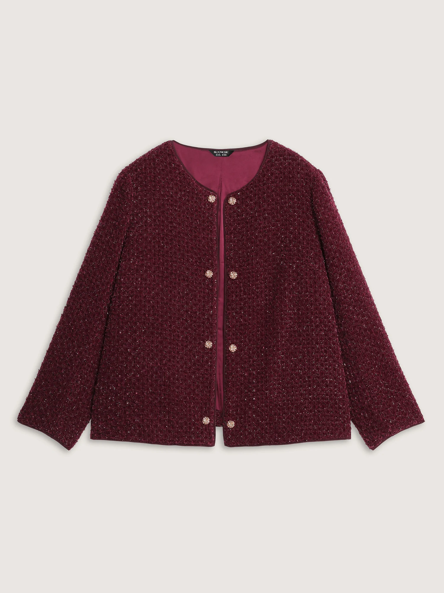 Jacquard Textured Gold Button Blazer - Image 7