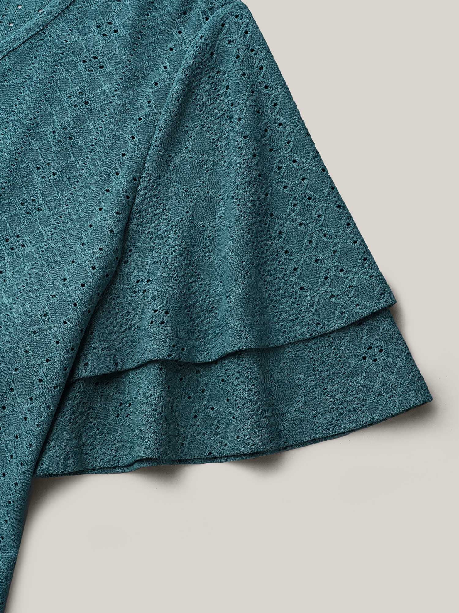 Jacquard Textured Lotus Leaf Sleeve Top - Image 21