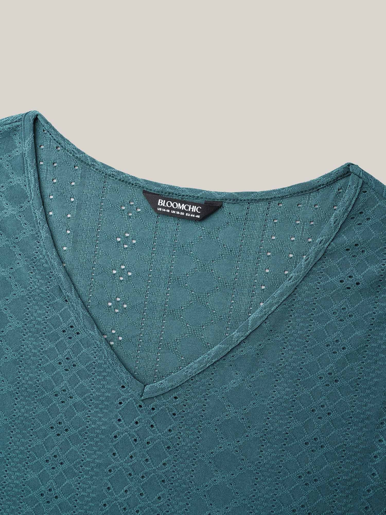 Jacquard Textured Lotus Leaf Sleeve Top - Image 22