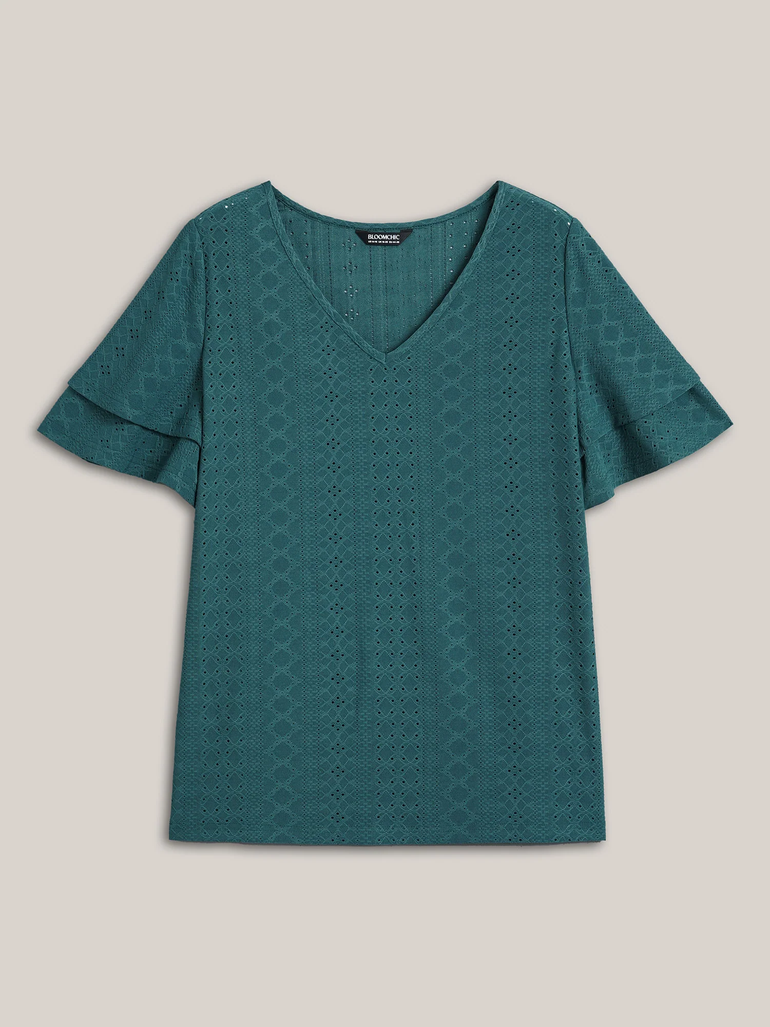 Jacquard Textured Lotus Leaf Sleeve Top - Image 23