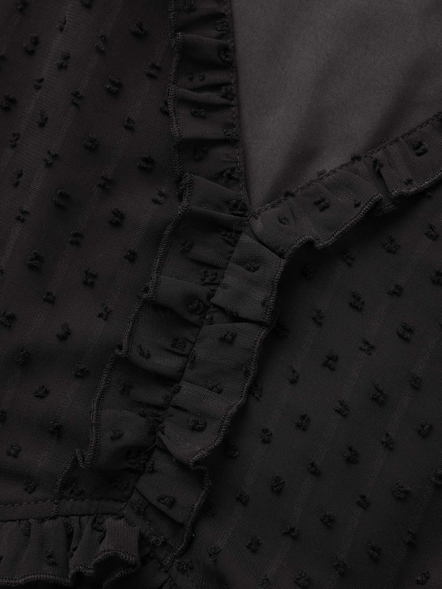 Jacquard V Neck Ruffle Sleeve Dress - Image 5