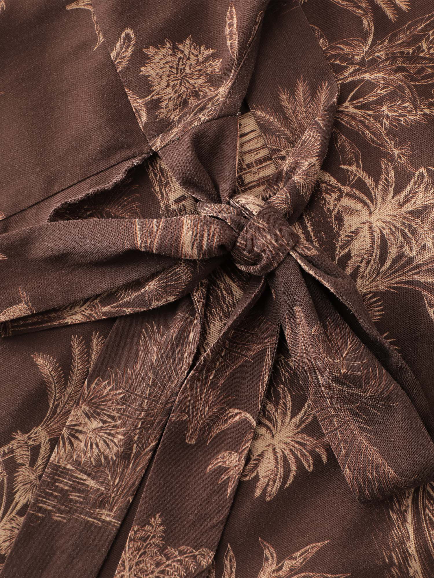 Jouy Pattern Stretch Twill Wrap Midi Dress - Image 6