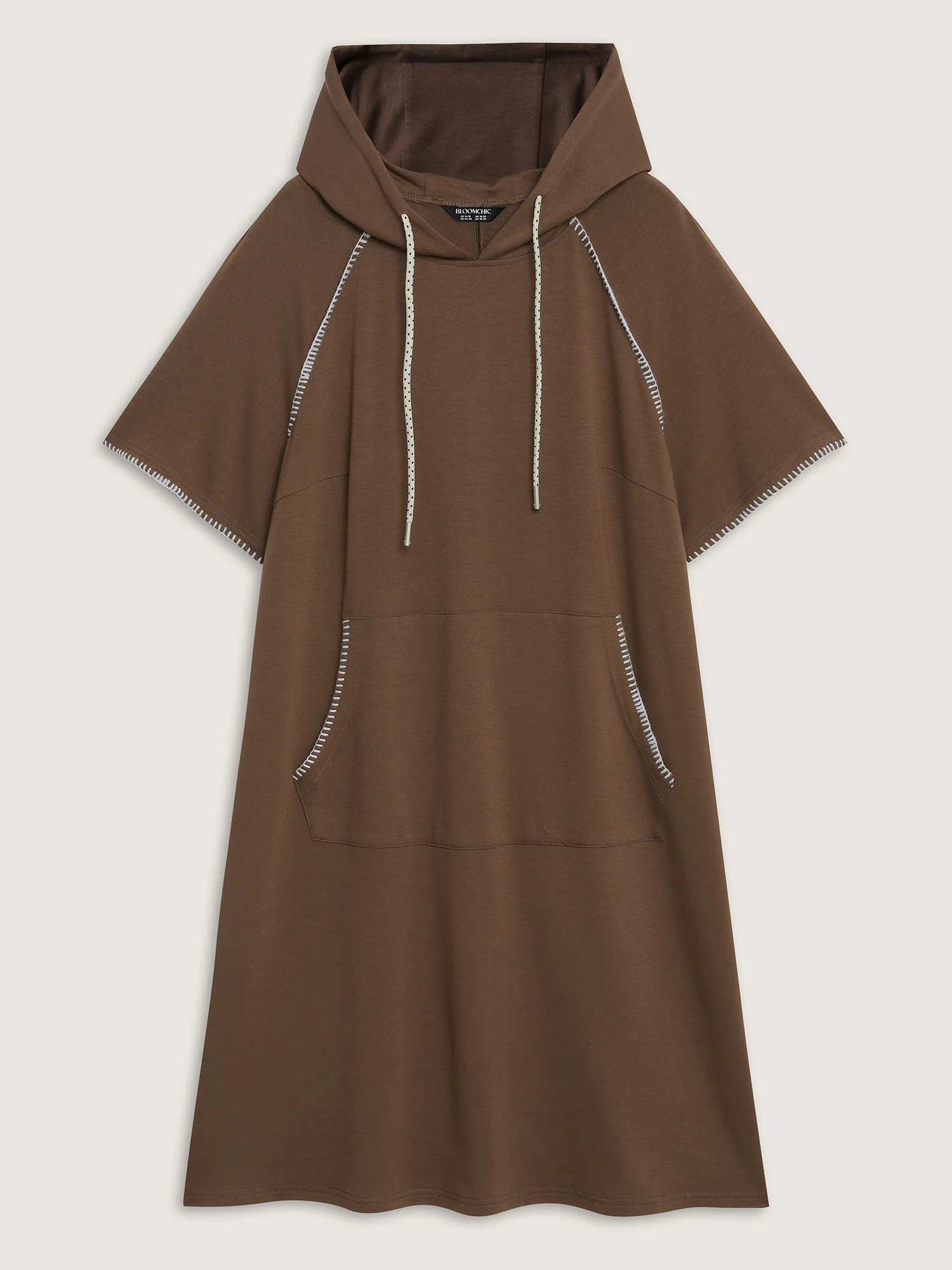 Kangaroo Pockets Contrast Edges Hoodie Knit Dress - Image 8