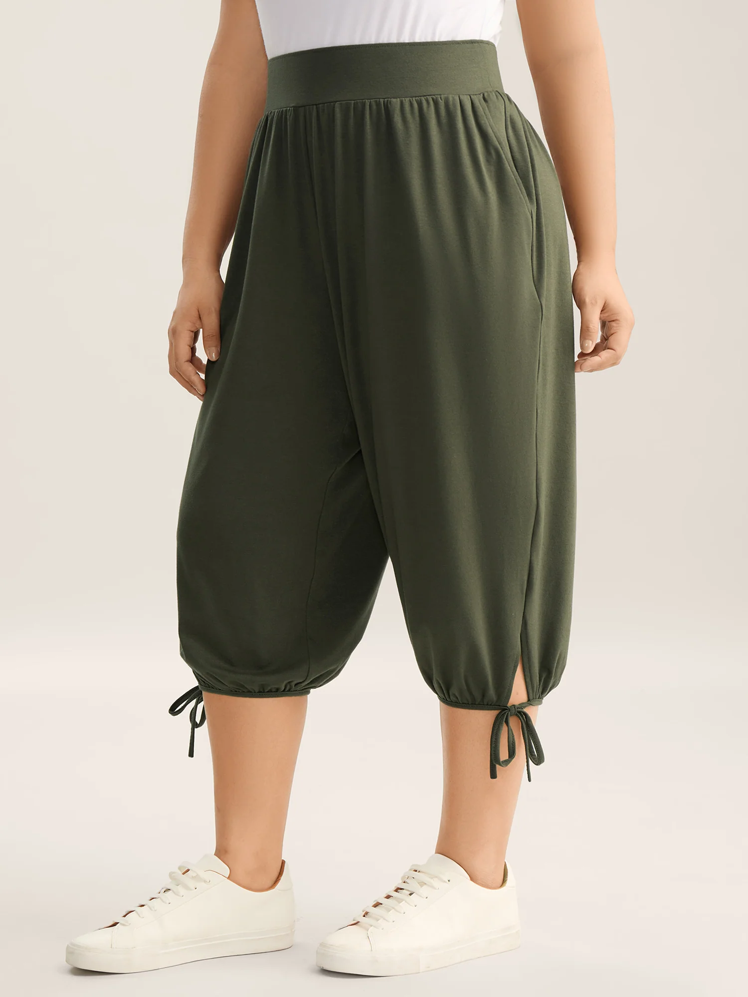 Keyhole Hem Ties Jogger Pants - Image 2
