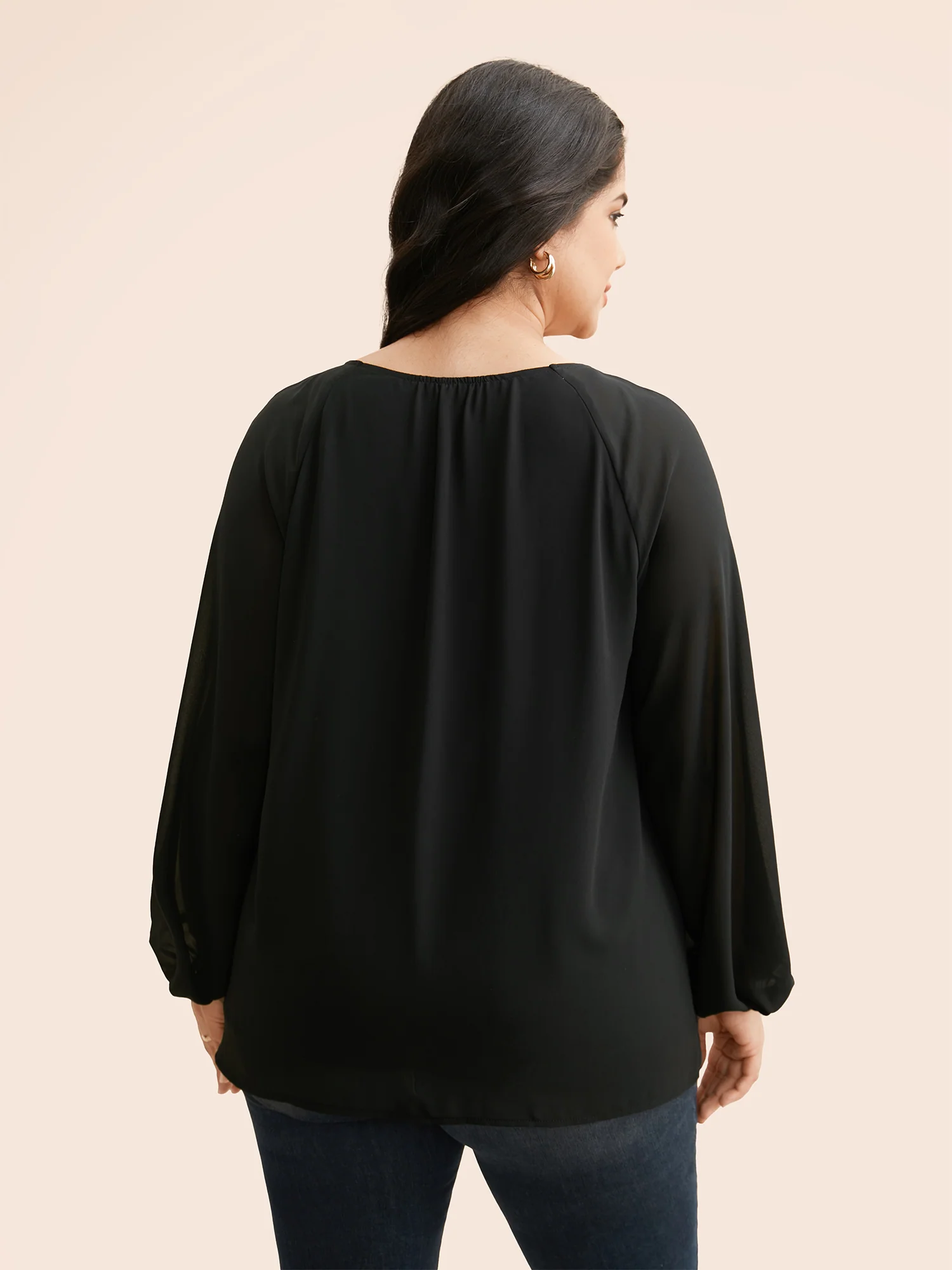 Keyhole Metal Detail Gathered Blouse - Image 5