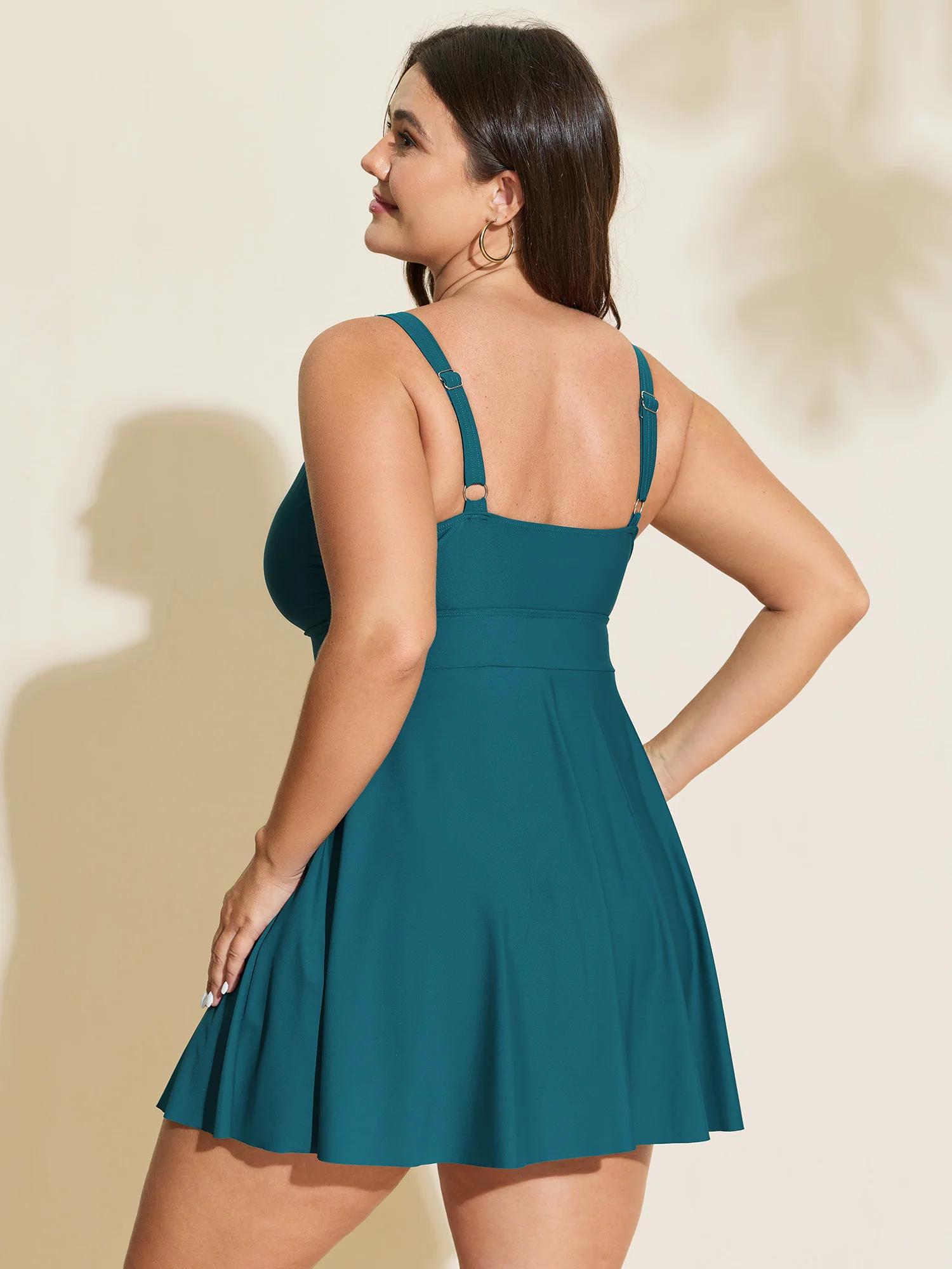 Keyhole Metal Detail Pockets Swim Dress - Image 5