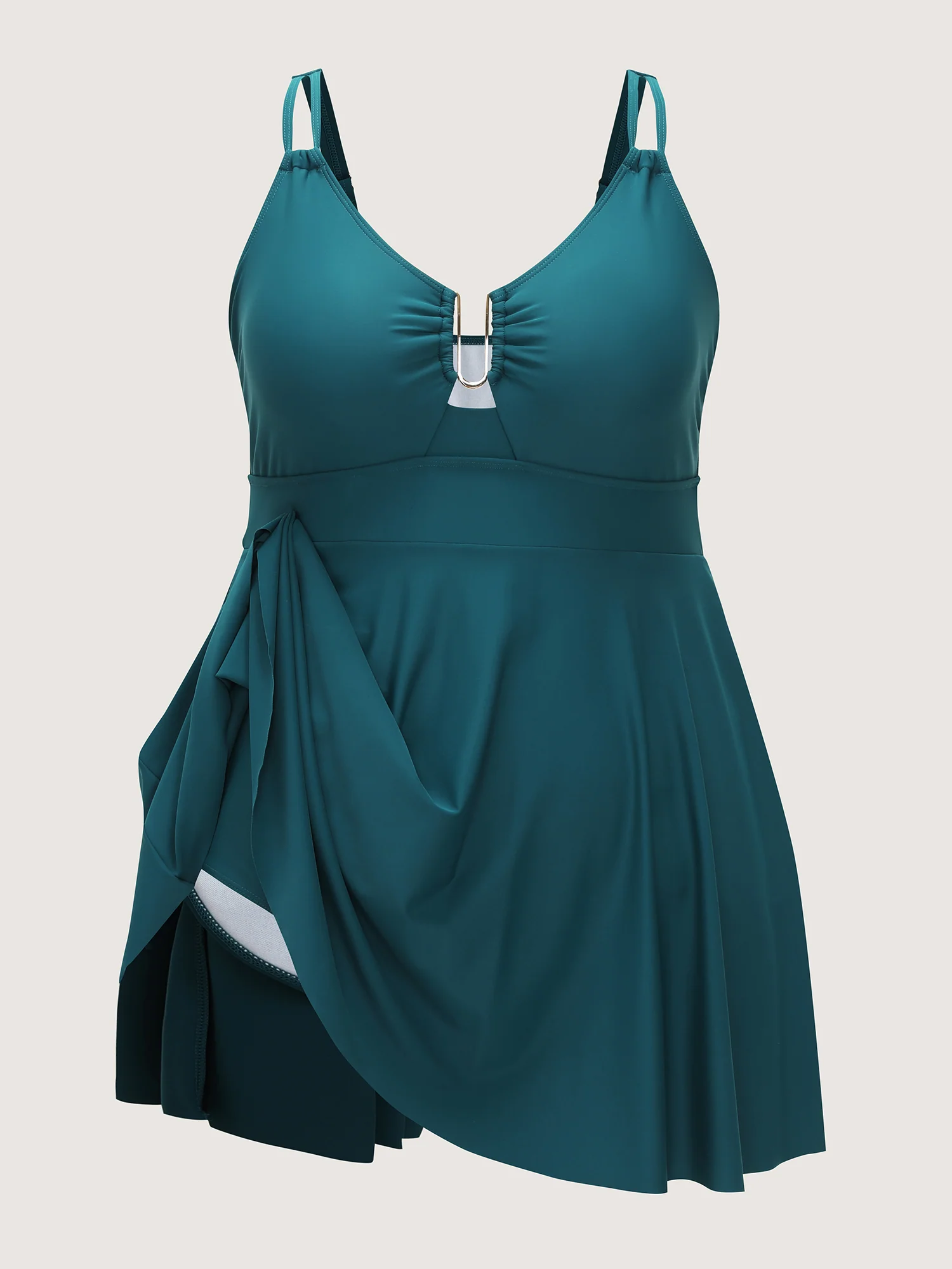Keyhole Metal Detail Pockets Swim Dress - Image 7