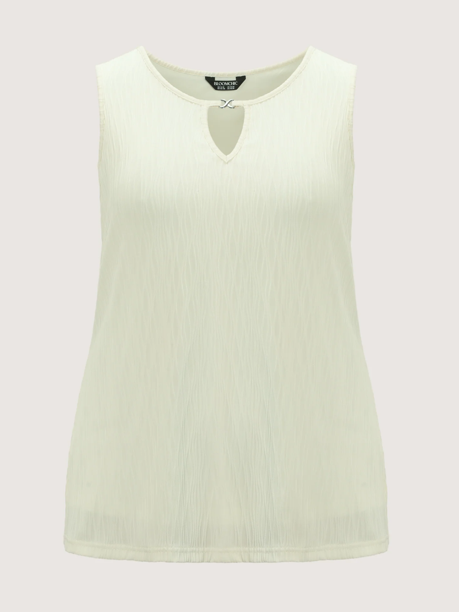 Keyhole Neckline Plain Textured Tank Top - Image 7