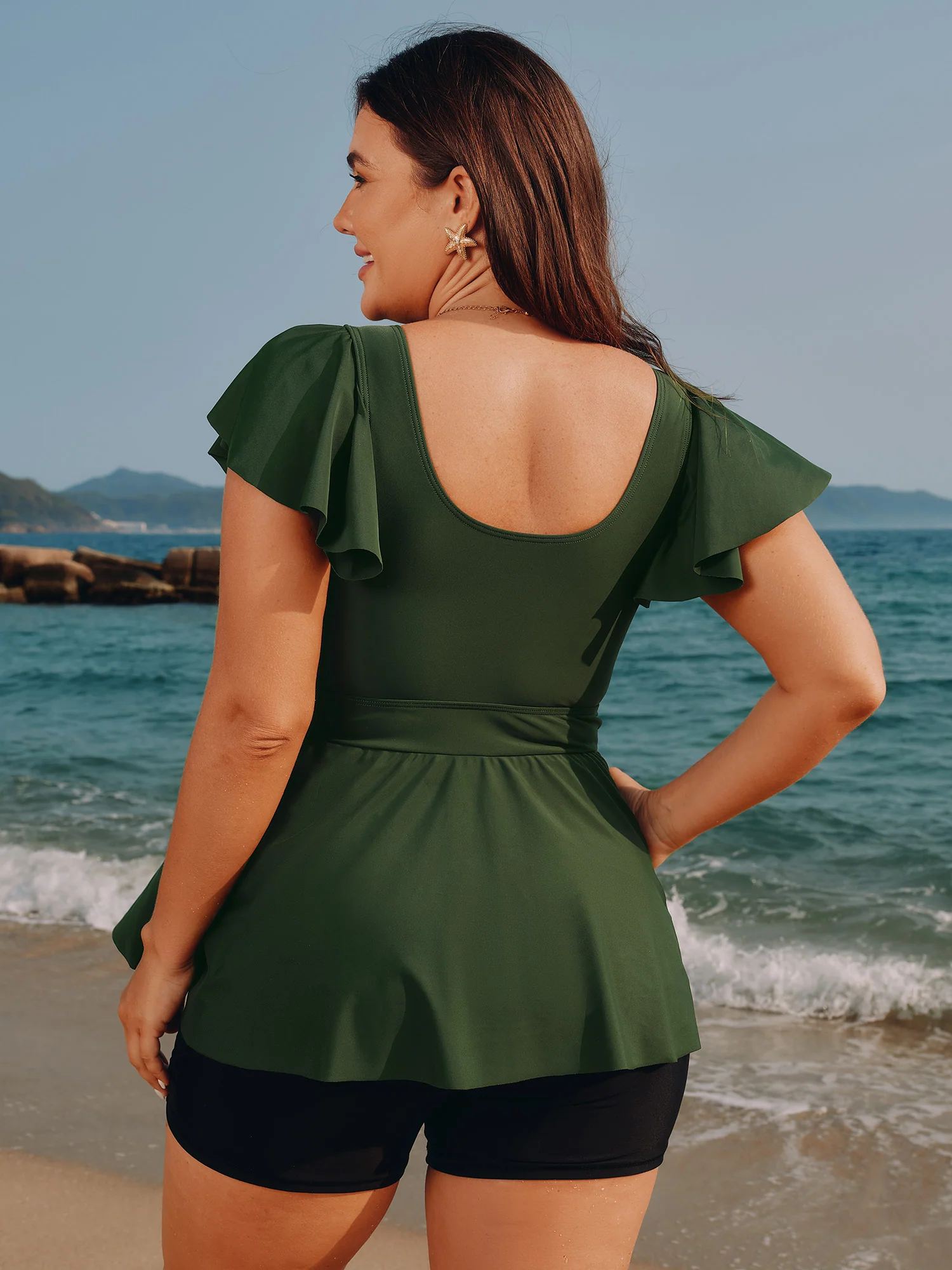 Keyhole Ruched Bodice Fit And Flare Swim Top - Image 4
