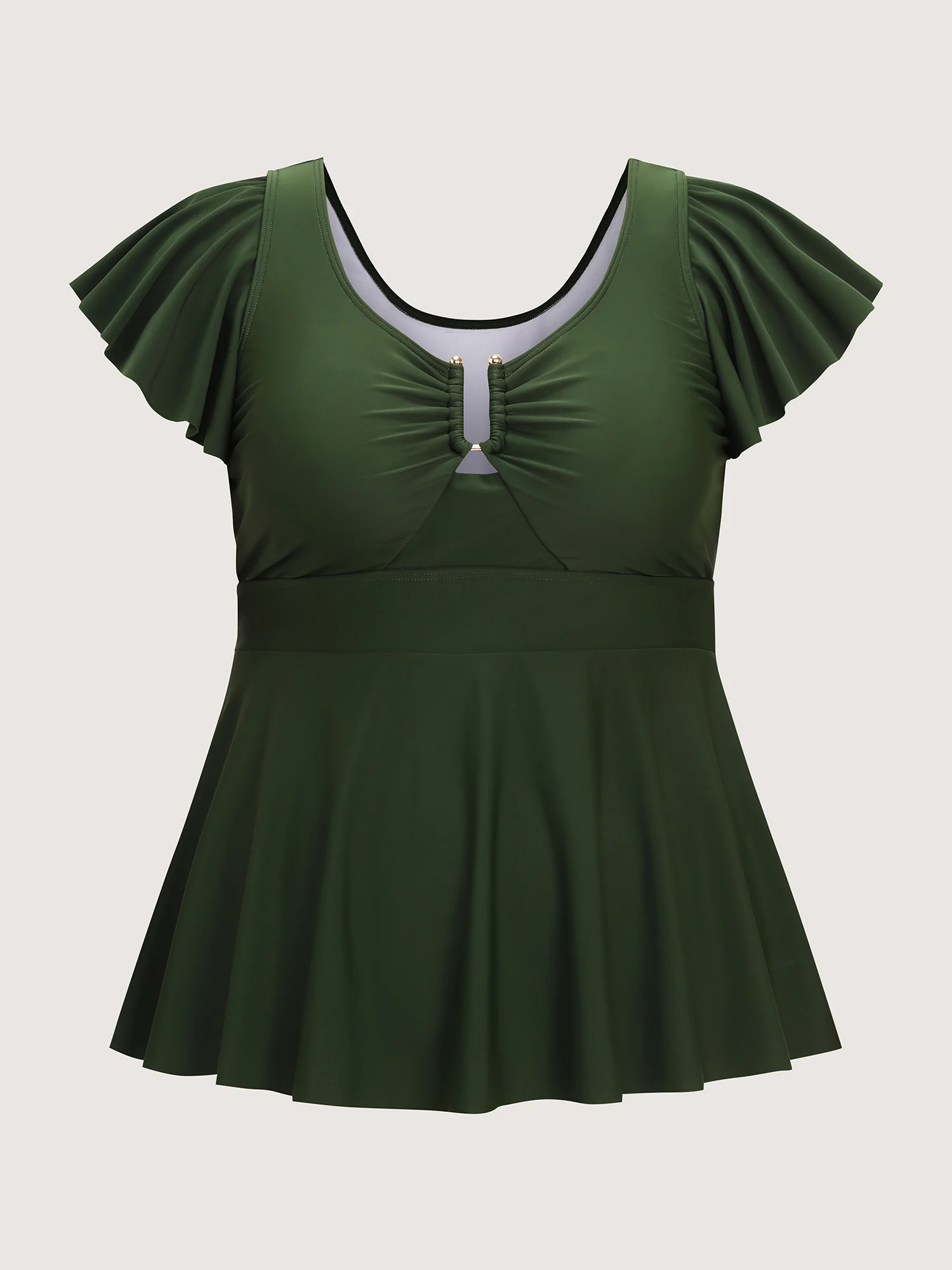 Keyhole Ruched Bodice Fit And Flare Swim Top - Image 7