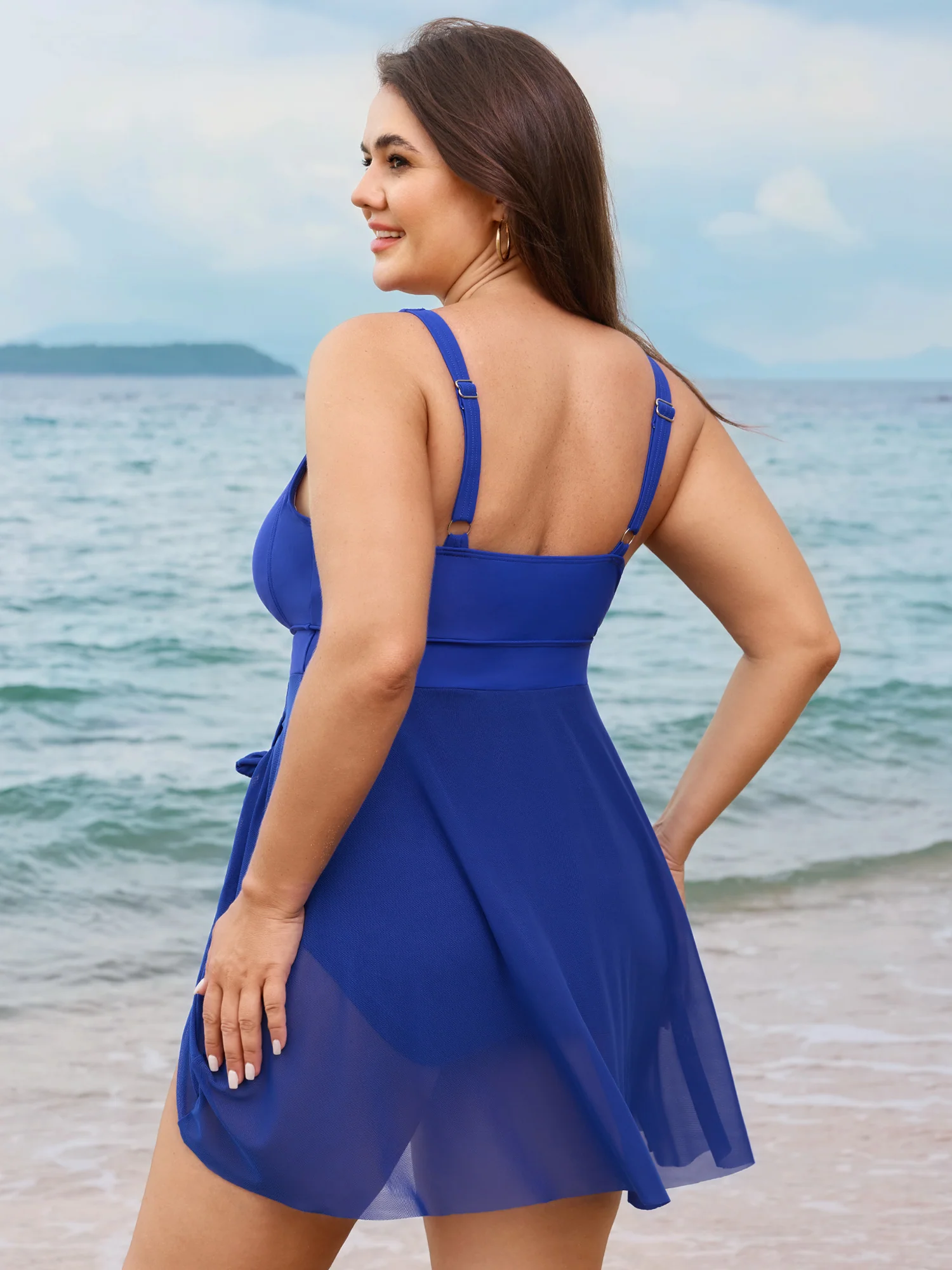 Keyhole Wrap Mesh Swim Dress - Image 6
