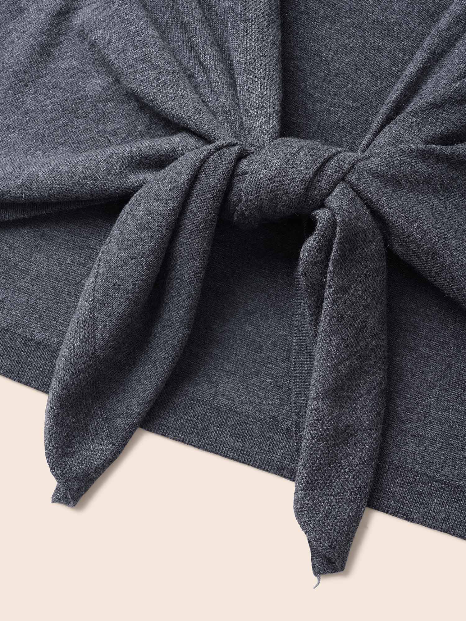 Kimono Collar Button Detail Asymmetrical Hem Cardigan - Image 6