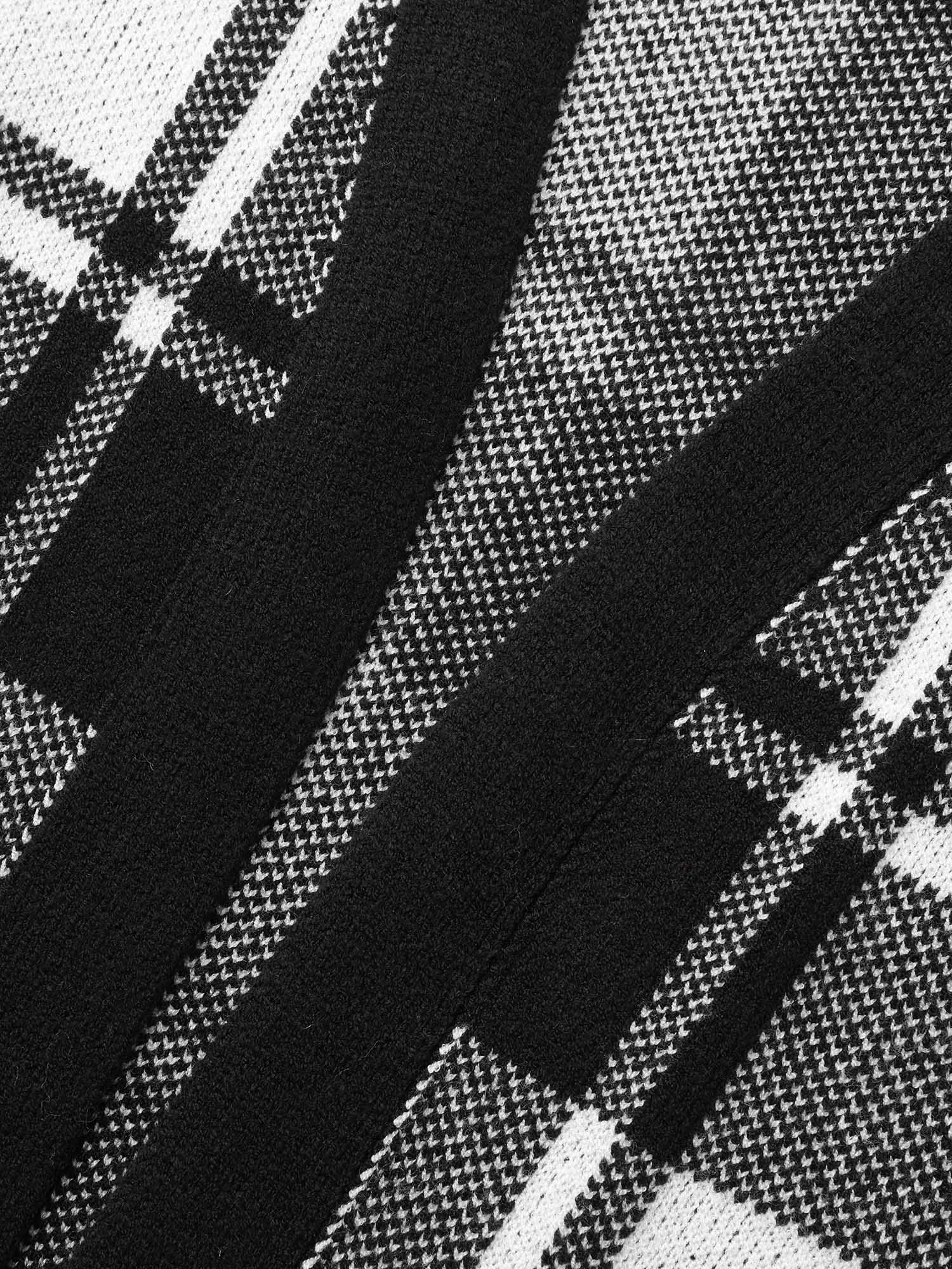 Kimono Collar Plaid Slit Hem Cardigan - Image 8