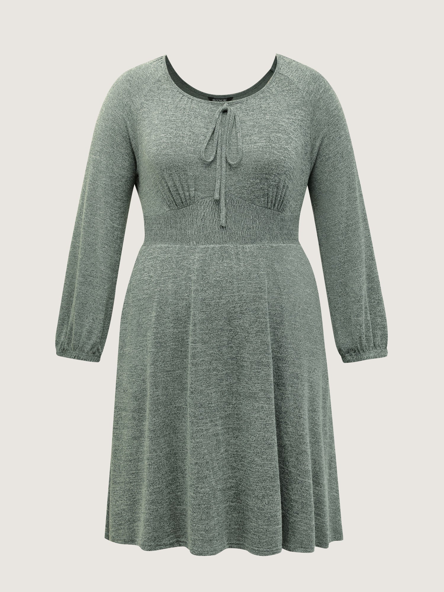 Knit Textured Stretchy Shirred Knee-Length Dress - Image 8