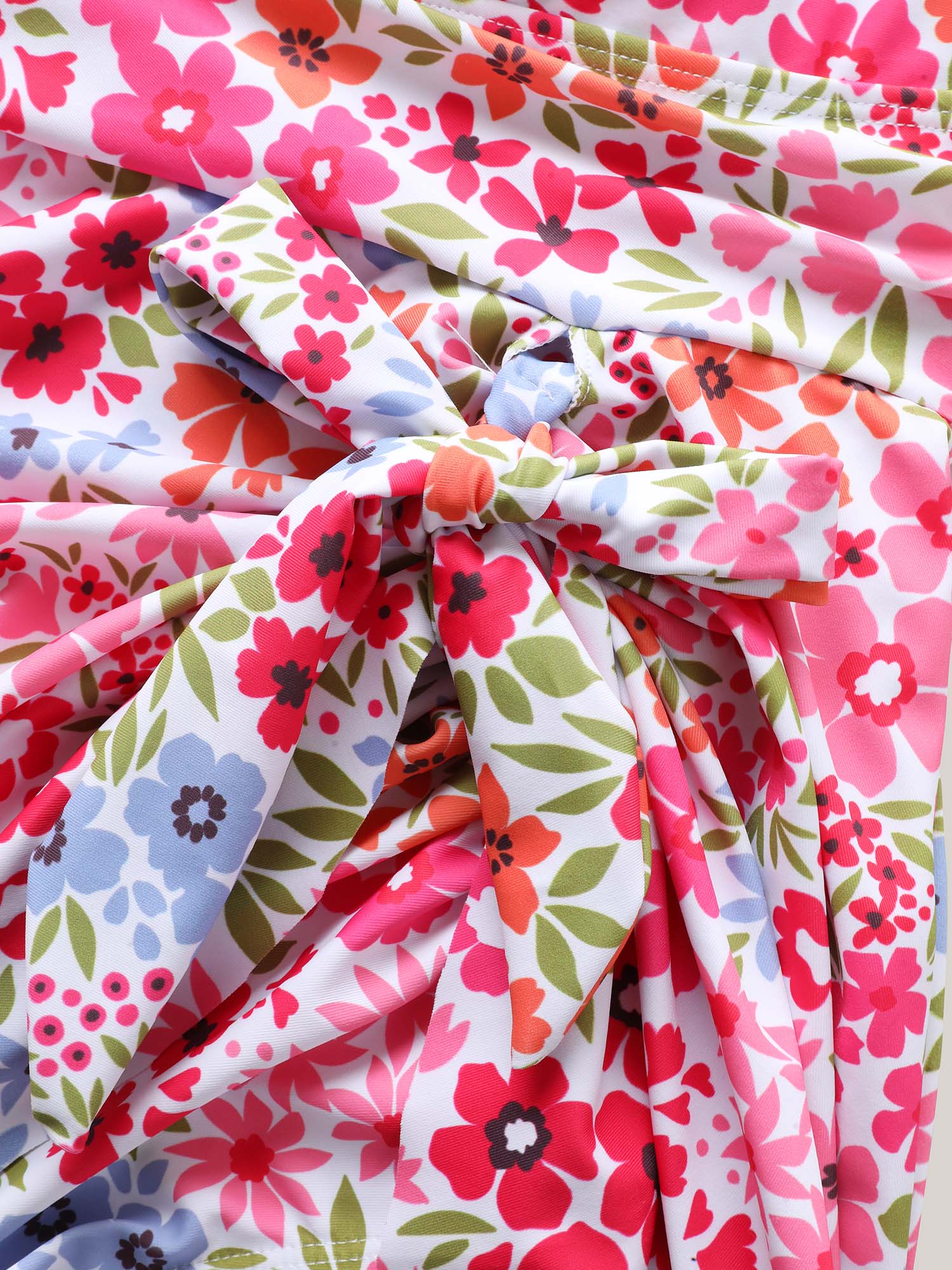 Knotted Blooming Floral Print Swim Dress - Image 5
