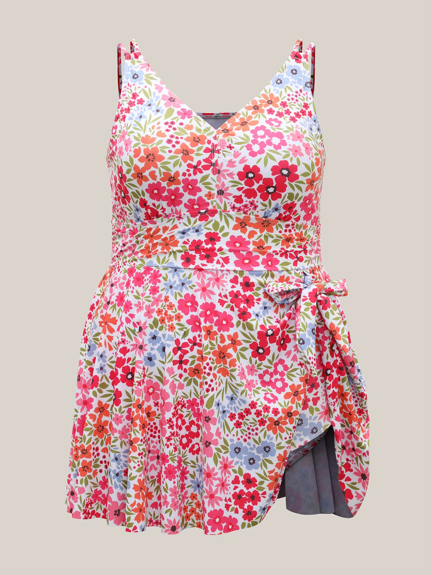 Knotted Blooming Floral Print Swim Dress - Image 7