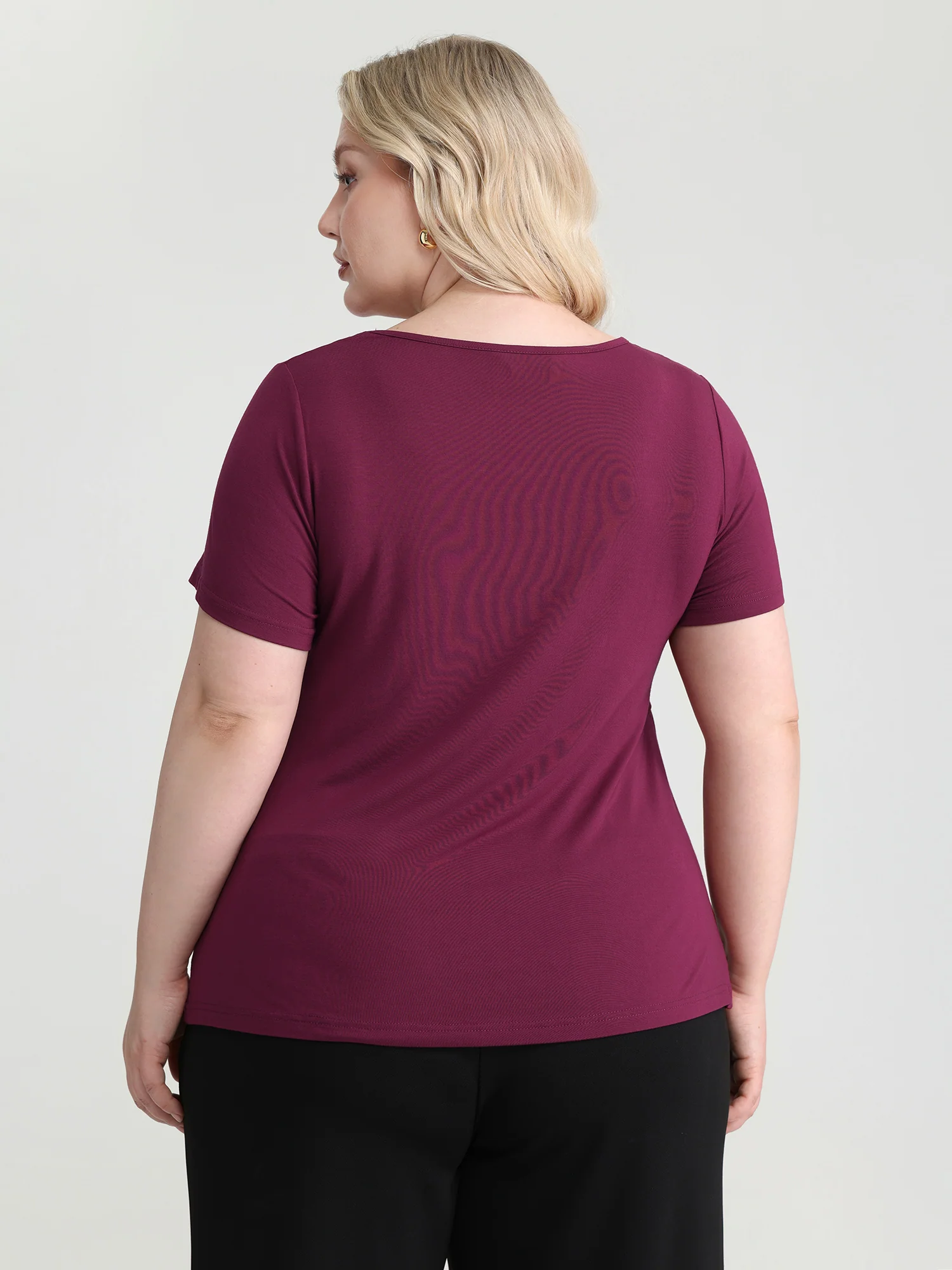 Knotted Bodice Deep V-Neckline Knit Top - Image 4