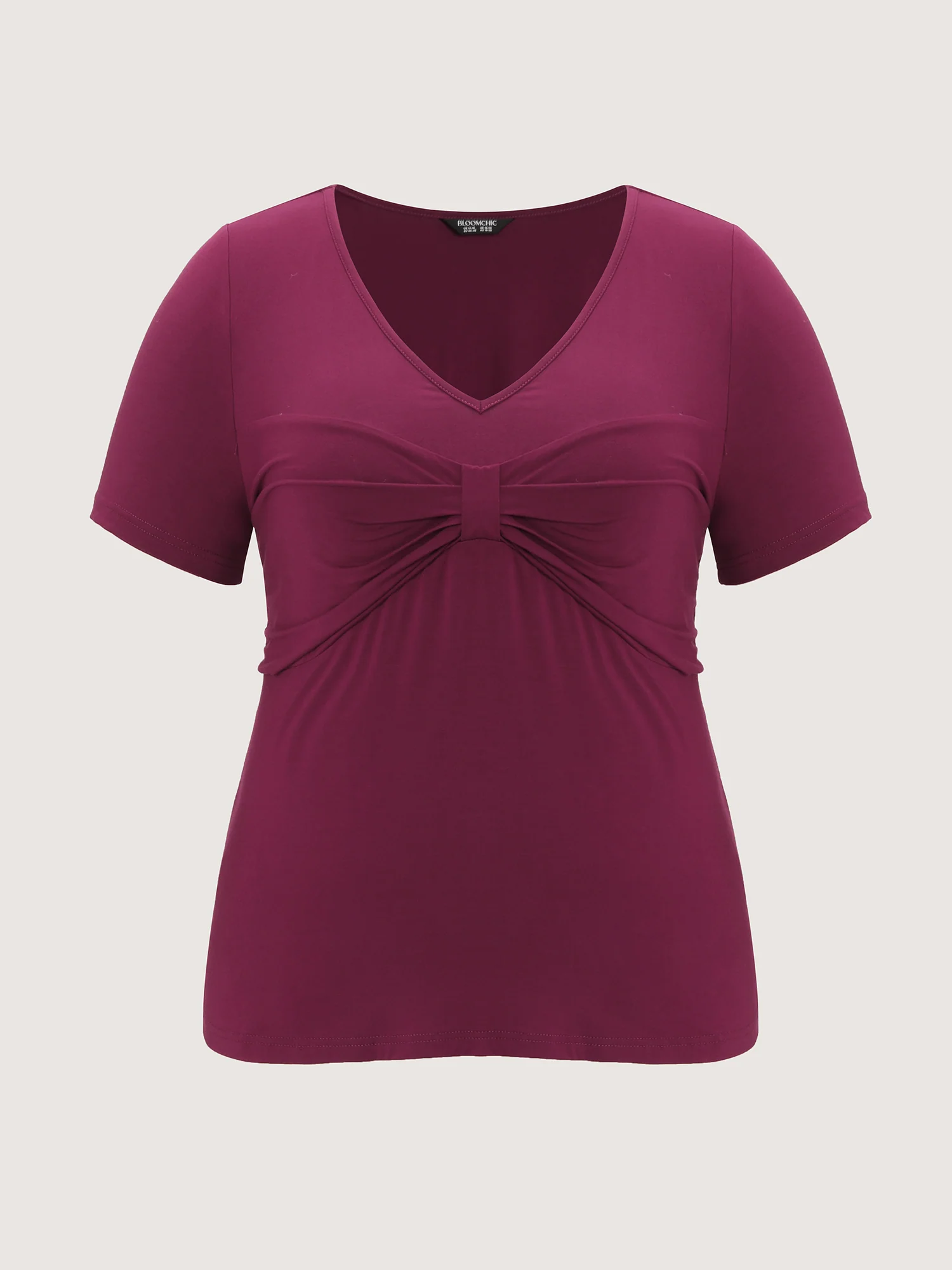 Knotted Bodice Deep V-Neckline Knit Top - Image 6