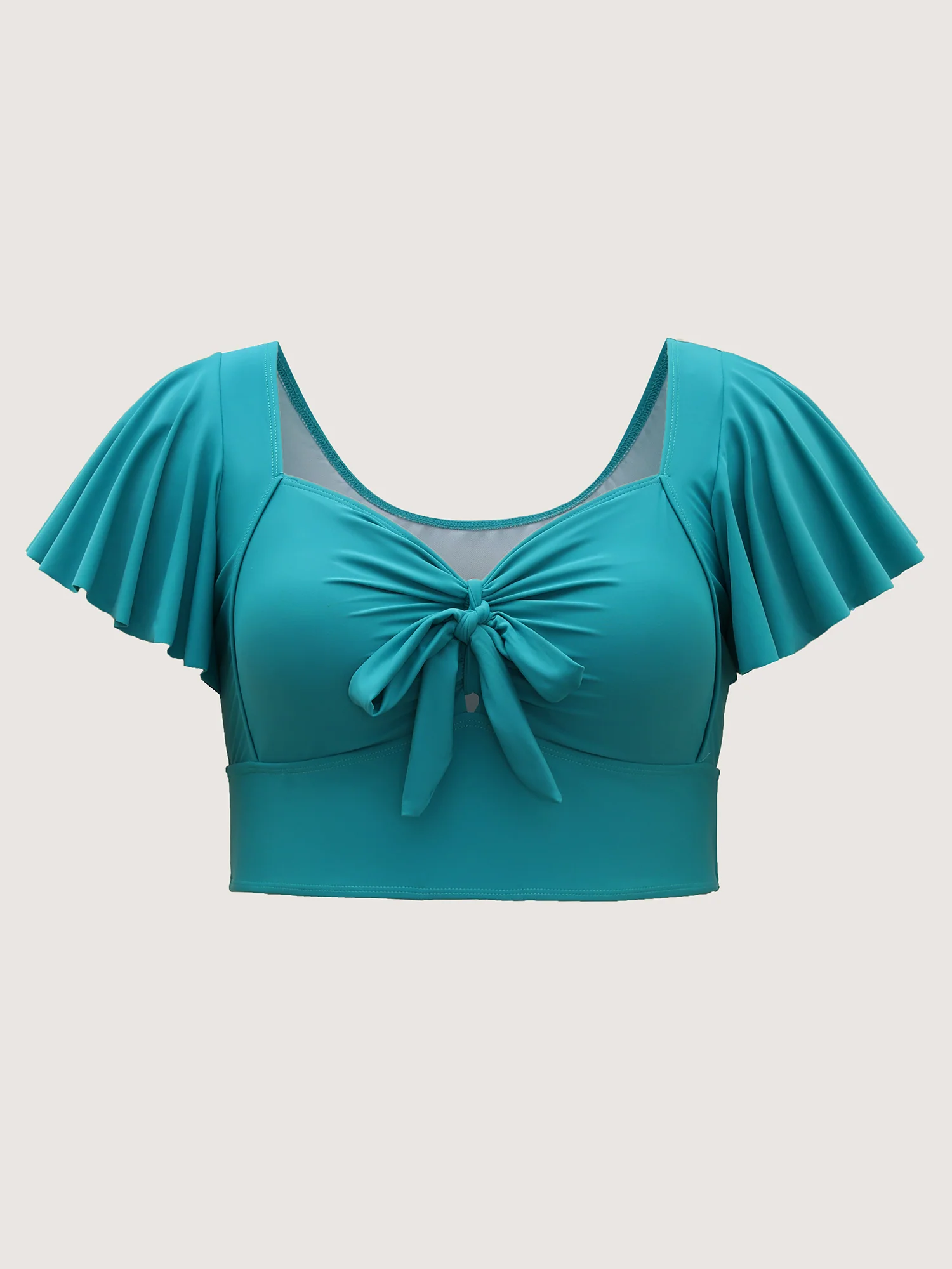 Knotted Bodice Flared Sleeve Swim Top - Image 7