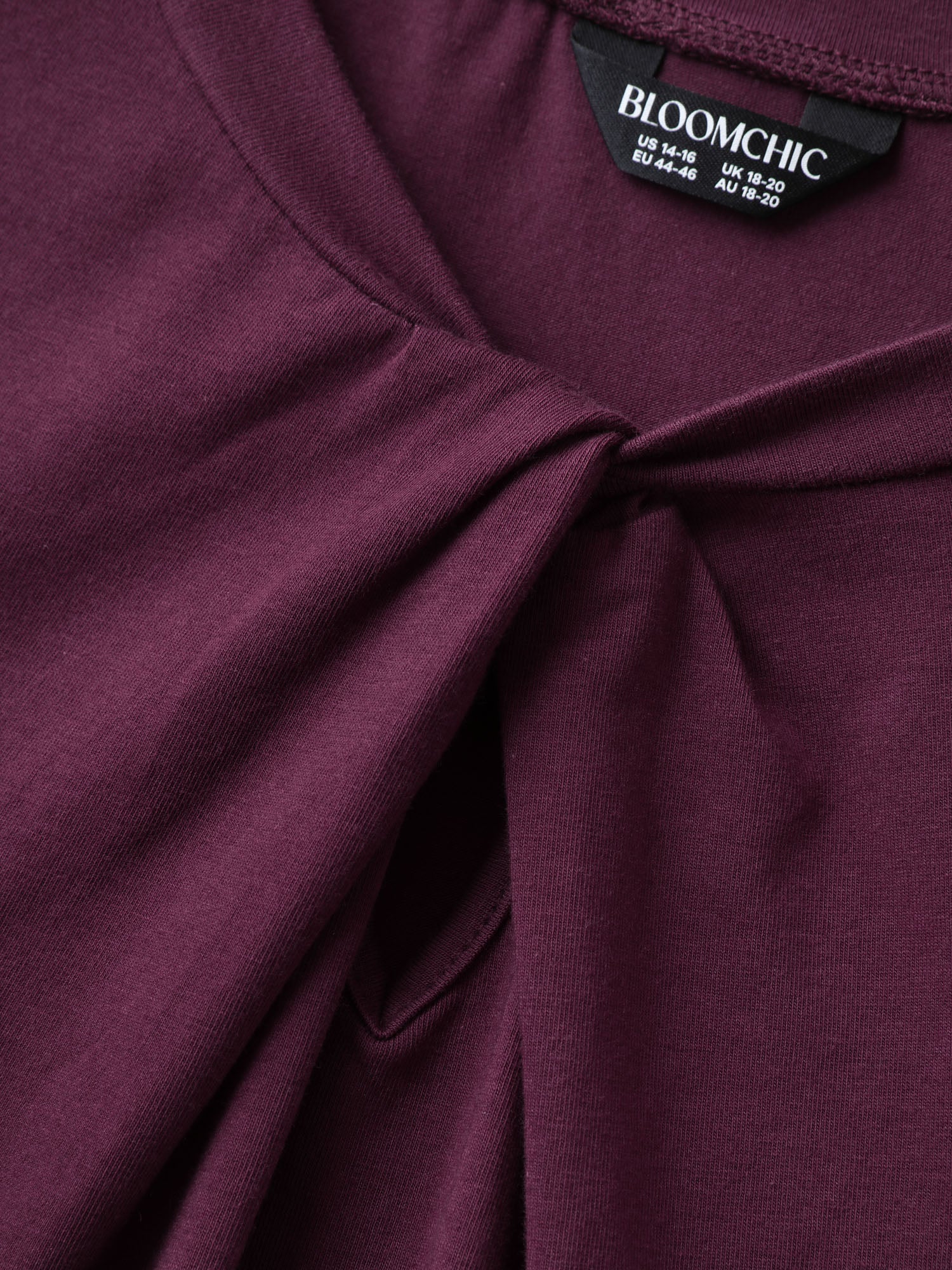 Knotted Cut-Out Neckline Solid T-Shirt - Image 5