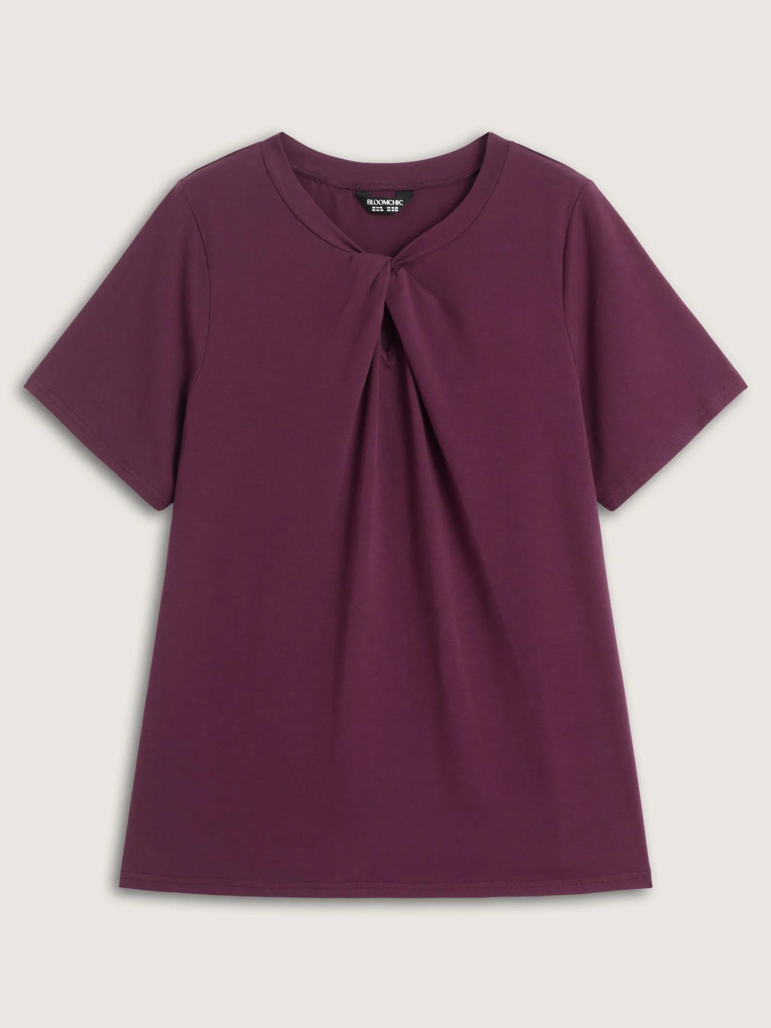 Knotted Cut-Out Neckline Solid T-Shirt - Image 6